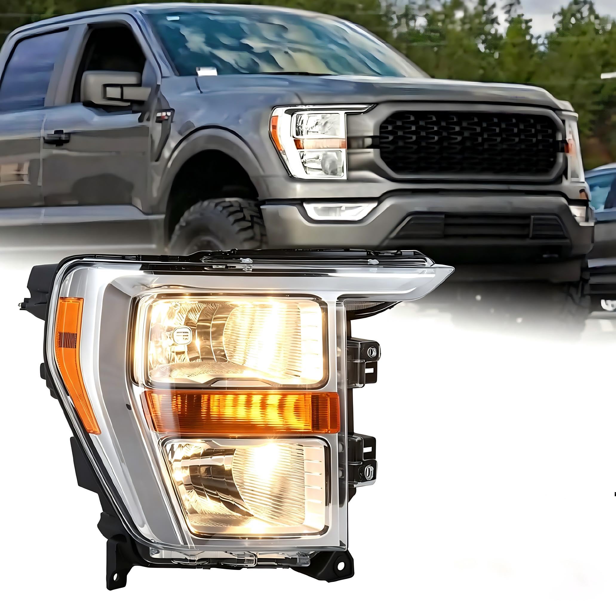 Amazon.com: Duolctrams Halogen OEM Style Chrome Bezel Headlight