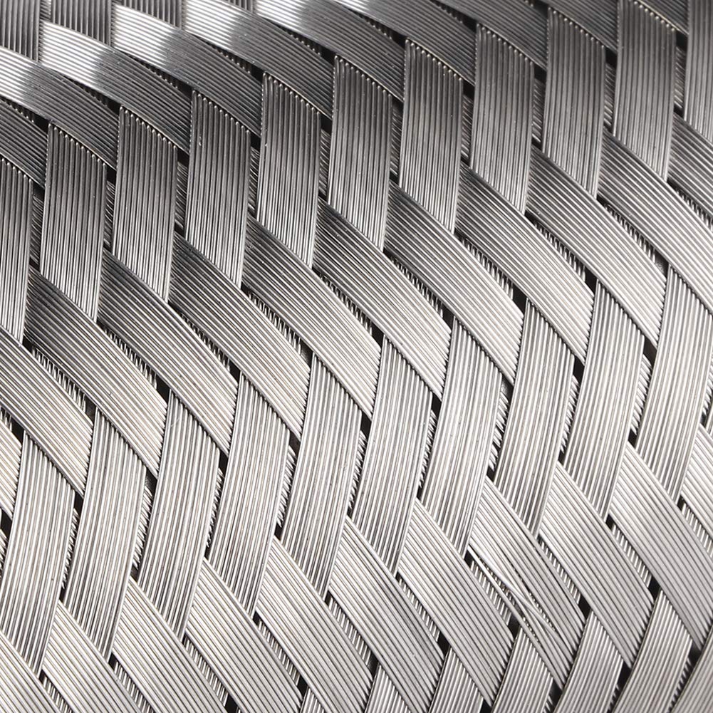 Tbest Tubo Flessibile in Acciaio Inossidabile Tubo di Riparazione Marmitta Corrugato di Alta qualità Universale per Auto Argento 51x200mm 55x200mm (55MM*200MM)