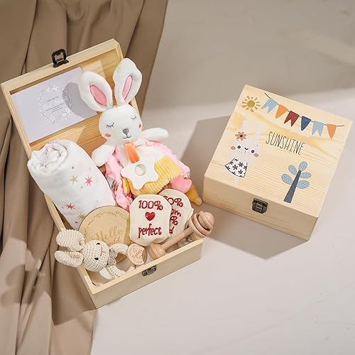 Regalos de baby shower para niñas, juego de regalo de bebé para recién nacidos, regalos de bebé recién nacido, cesta de regalo única para bebé,