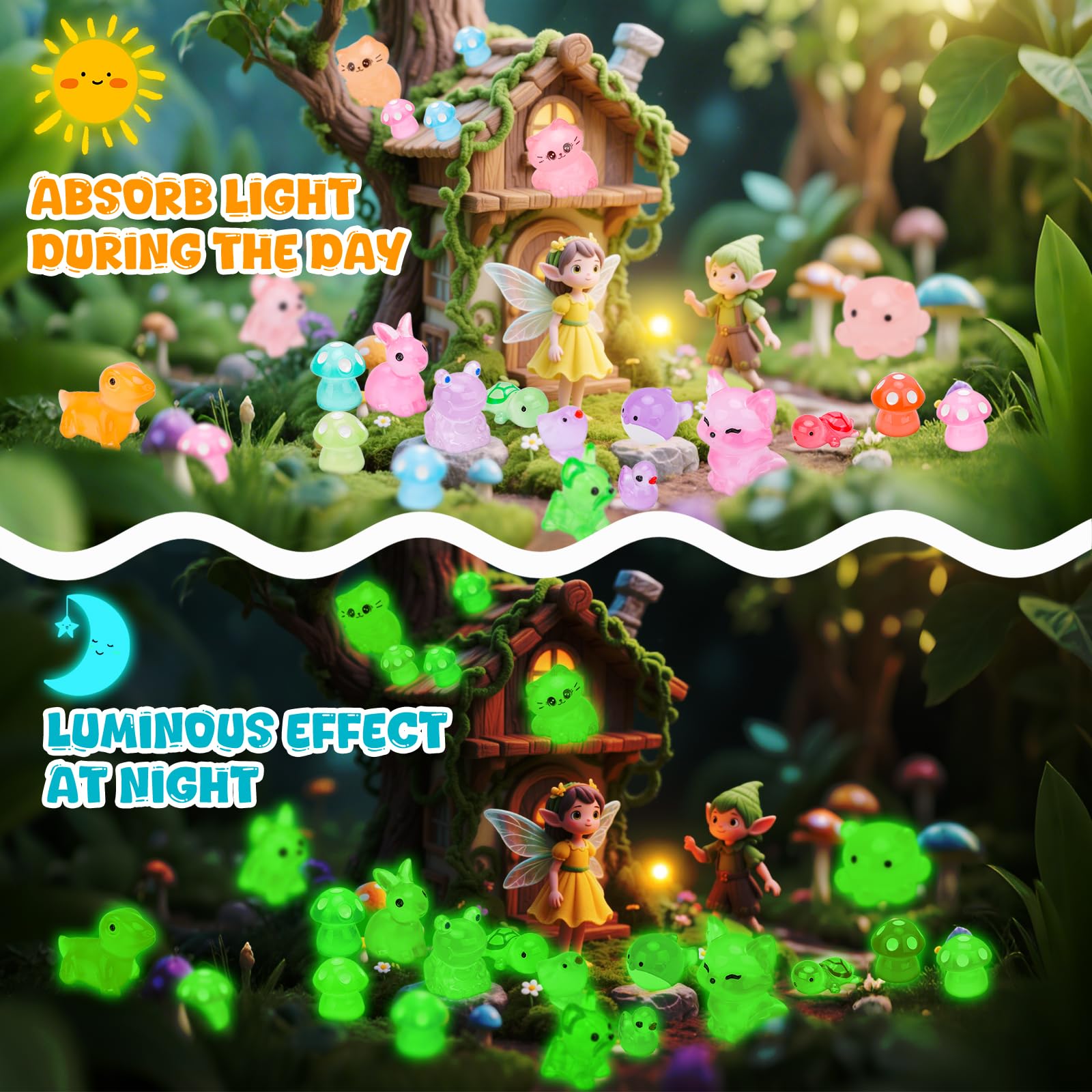 Hysagtek 150Pcs Glow in The Dark Mini Resin Animals, 22 Styles Miniature Animal Figurines - Image 3