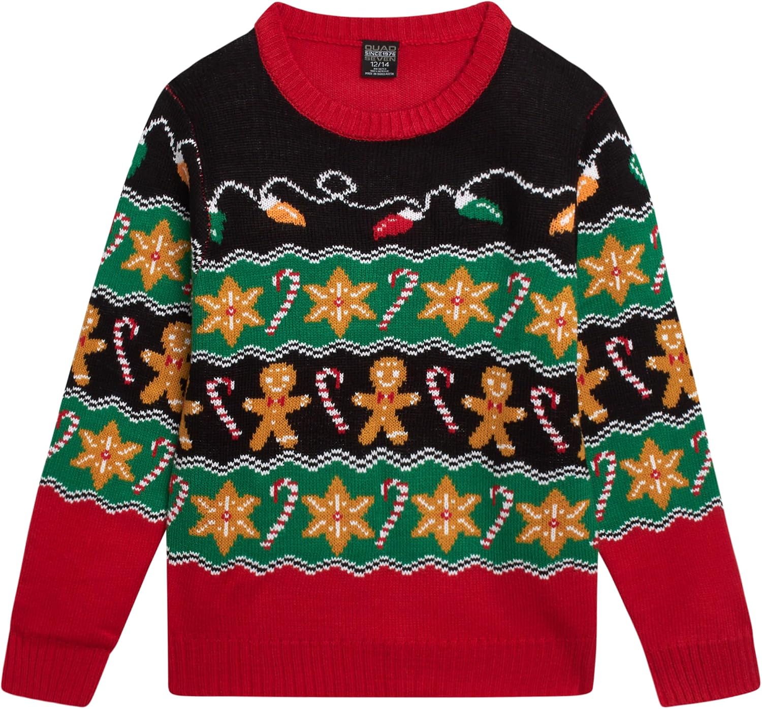 Quad Seven Boys Ugly Christmas Sweater - Cozy Knit Pullover Ugly Sweater Kids Novelty Holiday Xmas Party Outfit