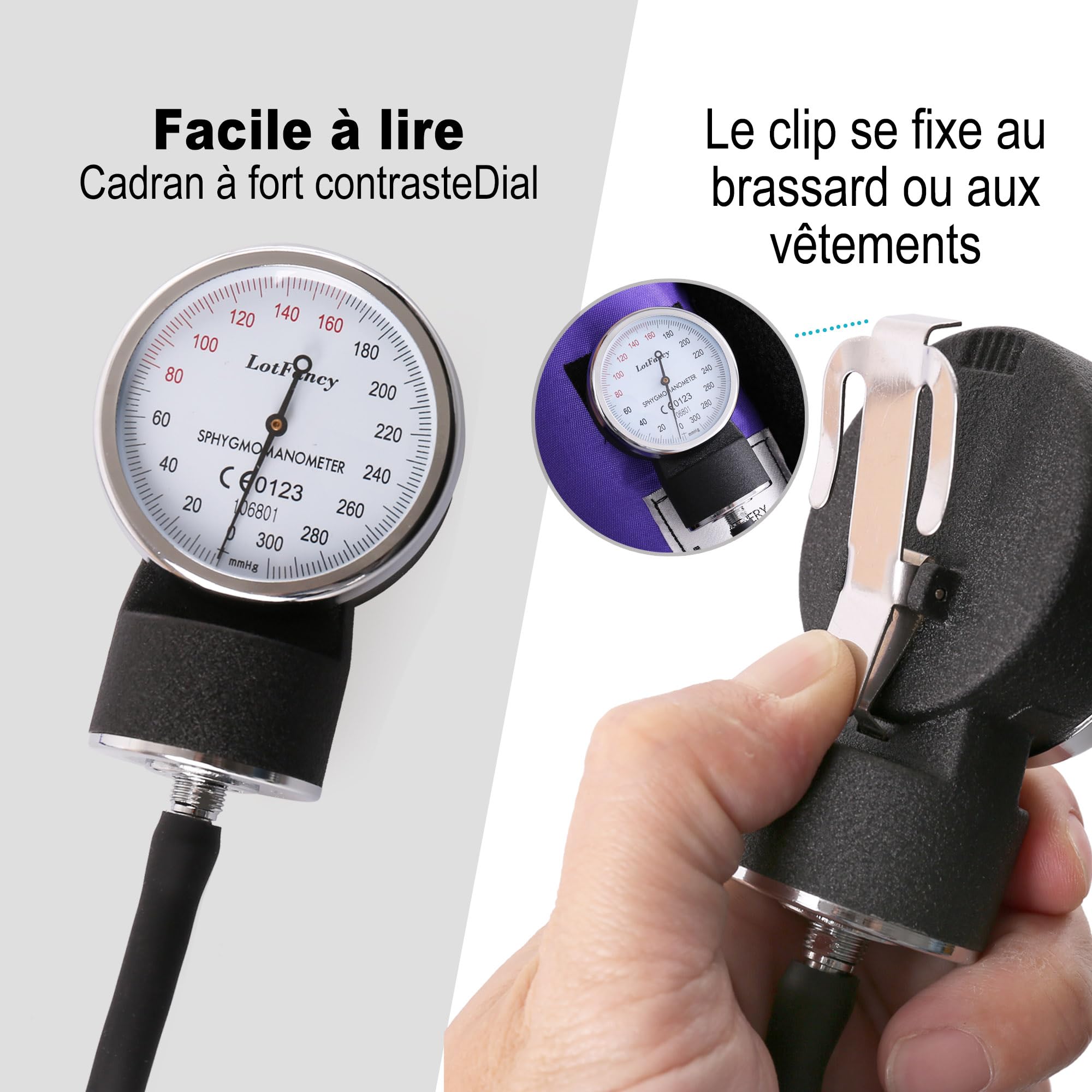 Tensiomètre Manuel Professionnel avec Stéthoscope, pour Adultes | Kit Sphygmomanomètre Anéroïde Haute Précision, Brassard Réglable 25,4-40,6 cm, Dispositif Médical Conforme CE