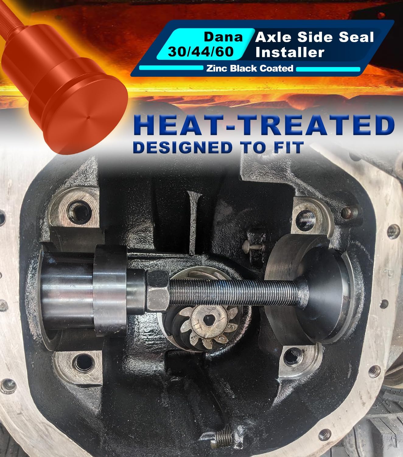 Inner Axle Side Seal Installation Tool For Dana 30/44/60 Front & Rear Differentials Compatible with Jeep, Ford, Dodge, Volve Chevrolet, GMC, International Scout, Jaguar, Isuzu, Mercury Mariner