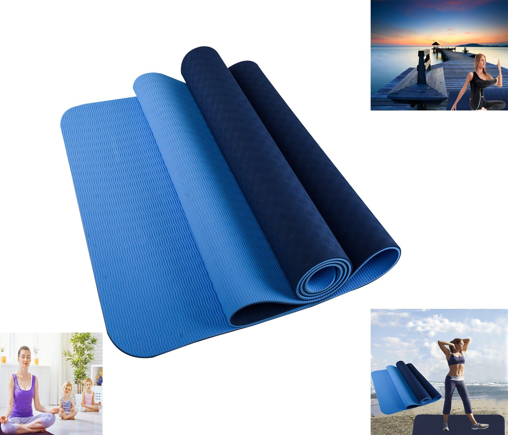 Yoga Mat Non Slip 1/4 inch Eco-friendly No Smell Durable Two Layer shell Chain Patten Anti-bending High Density for Pilates and Hot Yoga with Carrying Bag
