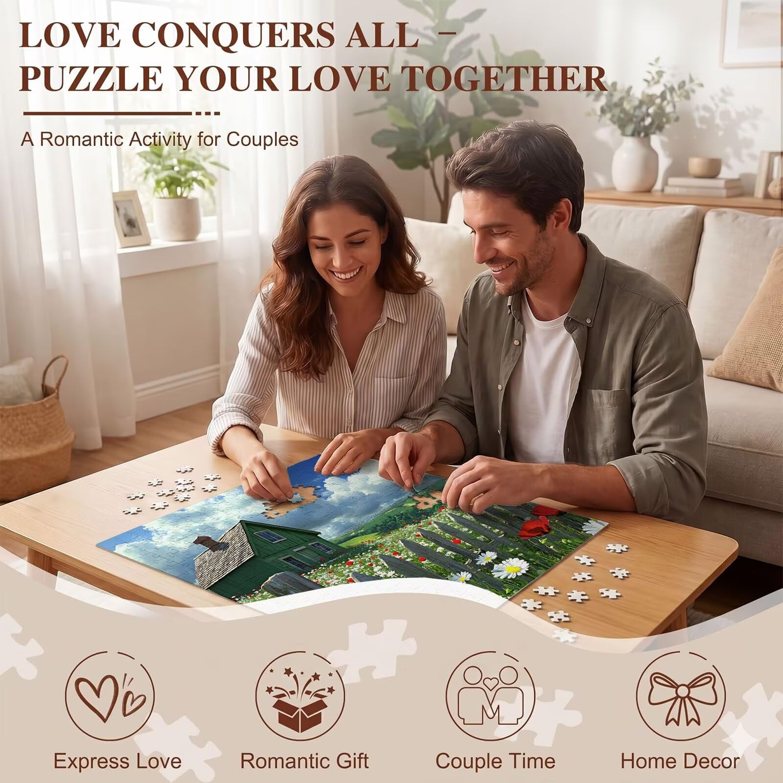 Flor Cabina-2 Puzzle de 1500 Piezas, Juego de Mesa Familiar de Madera - Rompecabezas Adultos para Toda La Familia, Rompecabezas Educativo DIY y Antiestrés - con Mapa de Referencia, 87 x 57 cm f0-364