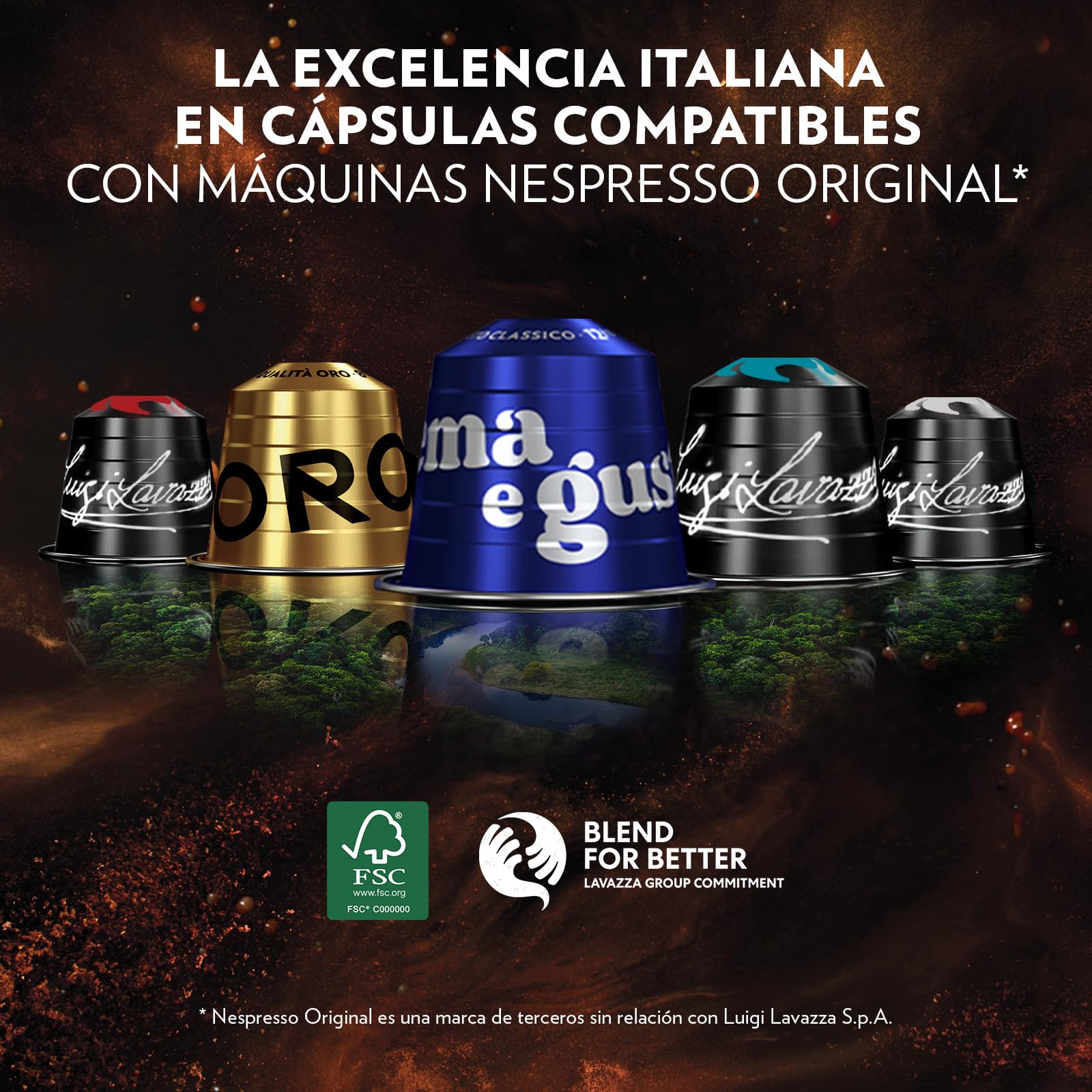 Lavazza, Crema e Gusto Classico, Cápsulas de Café Compatibles con Máquinas Nespresso Original, con Notas de Especias y Cacao, Arábica y Robusta, Intensidad 12/13, Tueste Ligero, 10 Paquetes x 10