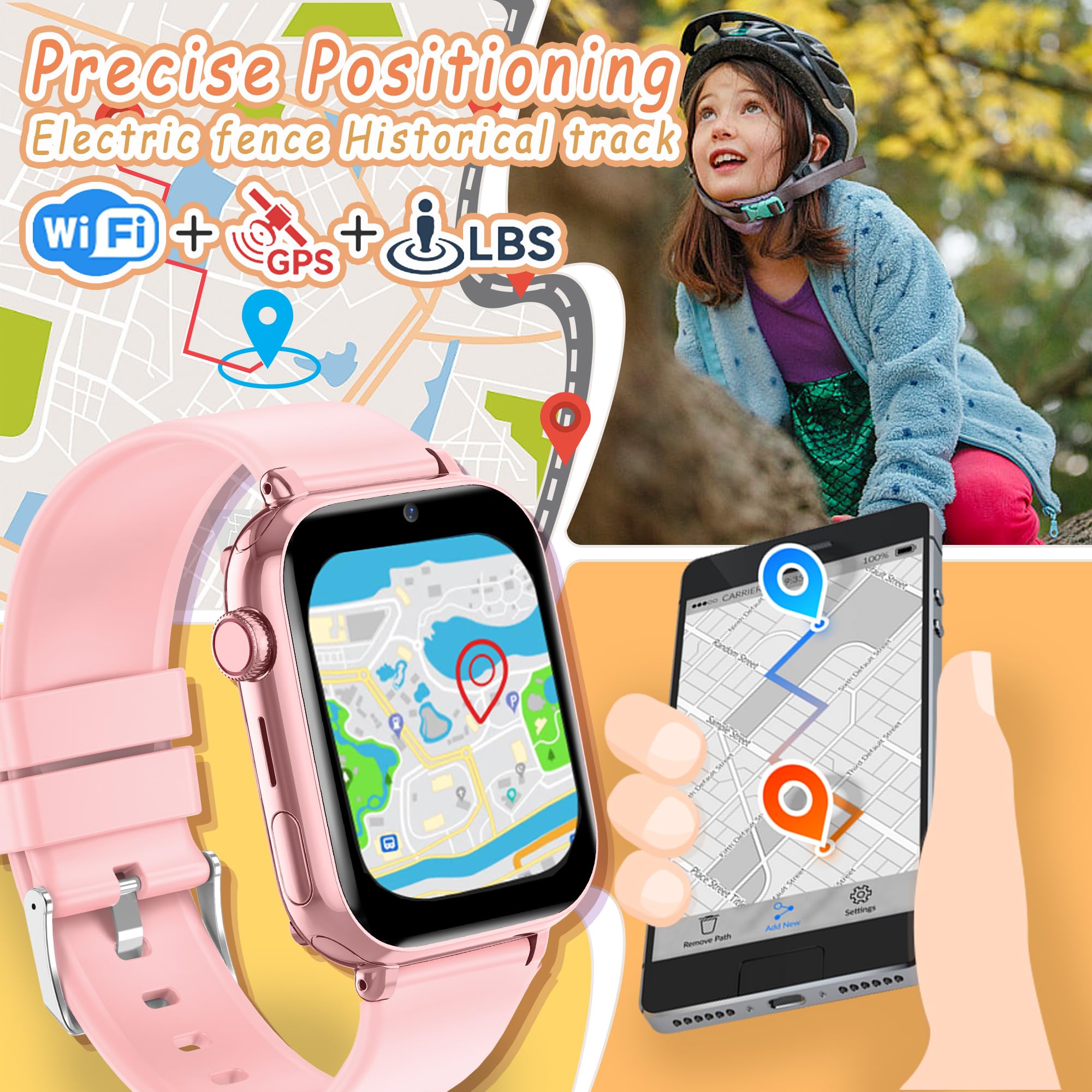Kinder Smart Watch 4G mit GPS, Videoanruf, SOS, Geschenk für Mädchen Junge