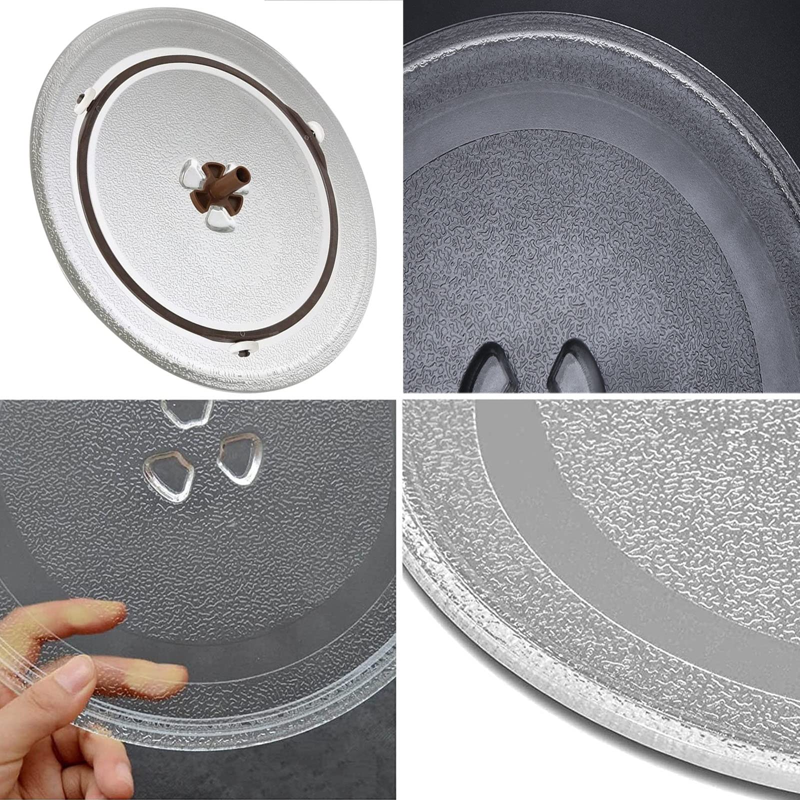 Robuste Mikrowellen-Drehteller Glasplatte Hochtemperaturbeständig Mikrowellenteller, Durchmesser 9.6"/10"/10.6"/12.4" Mikrowellenplatte Ersatz, Mit Antriebsring, Für Diverse Mikrowellen ( Color : Clea