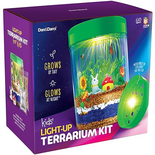 Light-Up Terrarium Kit for Kids - STEM Activities Science Kits - Gifts for Kids - Educational Kids Craft Toys for Boys & Girls - Arts and Crafts Gift for Ages 4 5 6 7 8-12 Year Old Boy & Girl