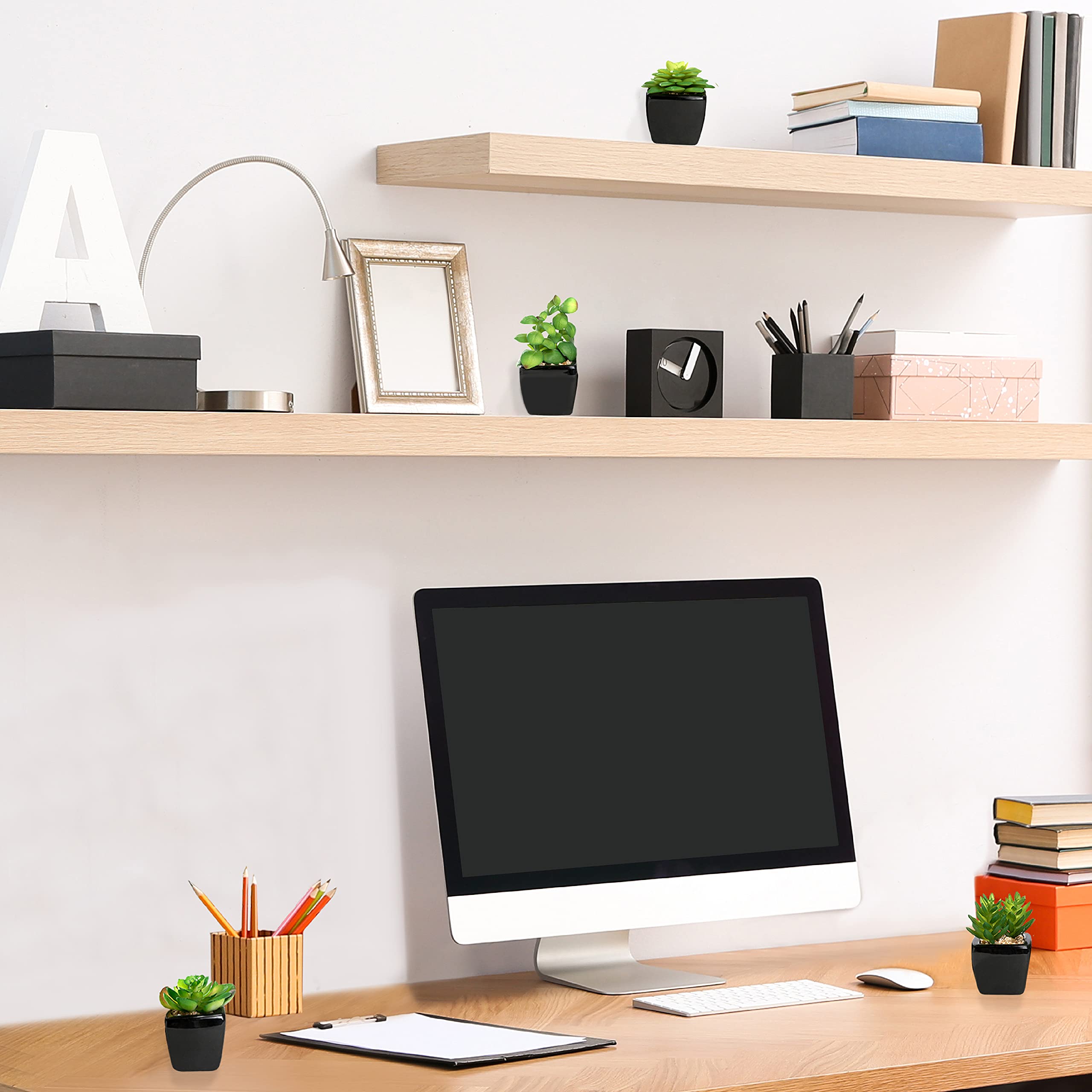 Moderne Mini künstliche Sukkulenten Pflanzen Topf in Würfelform Schwarze Keramik Töpfe für Home Decor 4 Stück