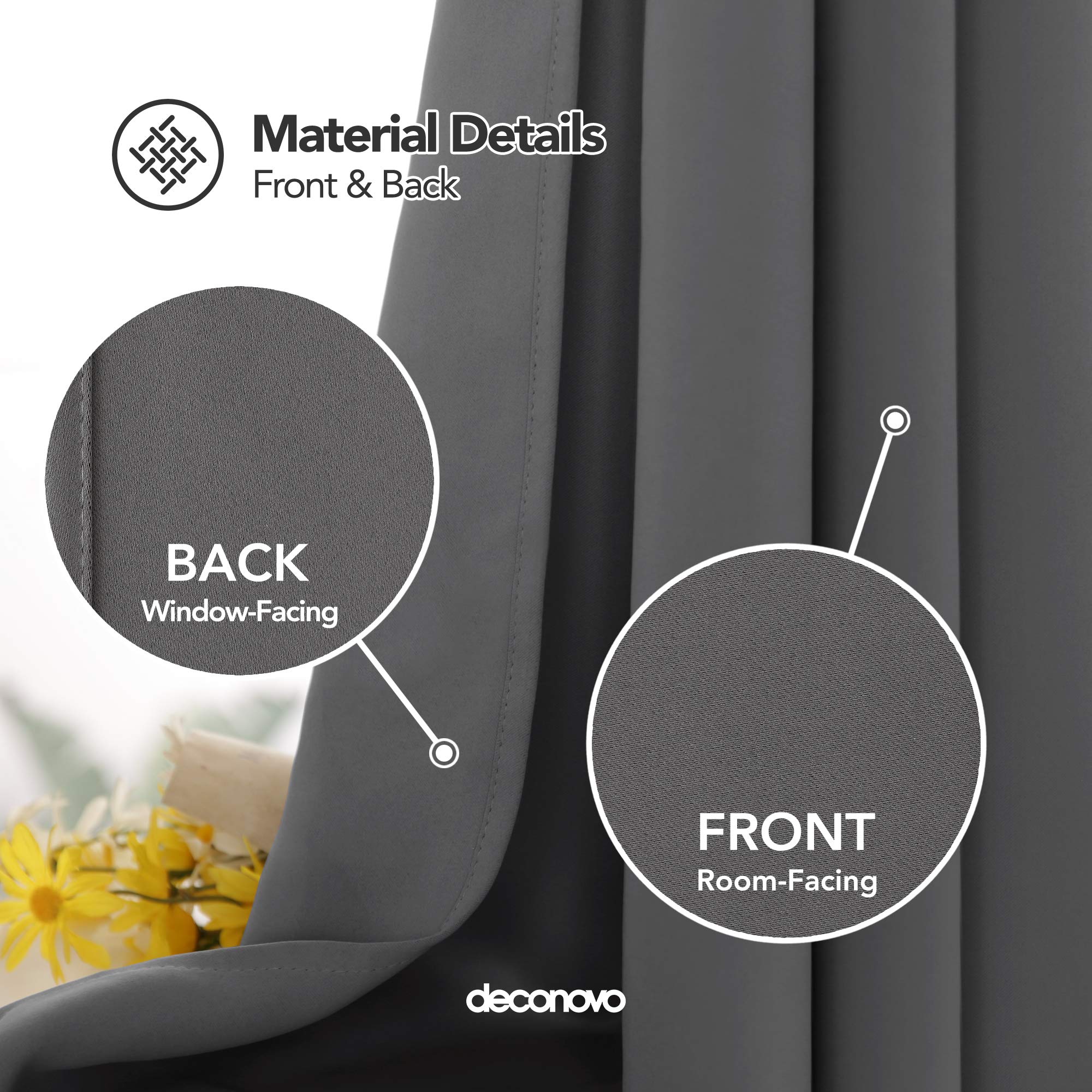 Deconovo Energy Saving Eyelet Curtains for Bedroom Noise Reducing Thermal Blackout Curtains for Living Room Super Soft Window Treatment - Image 4
