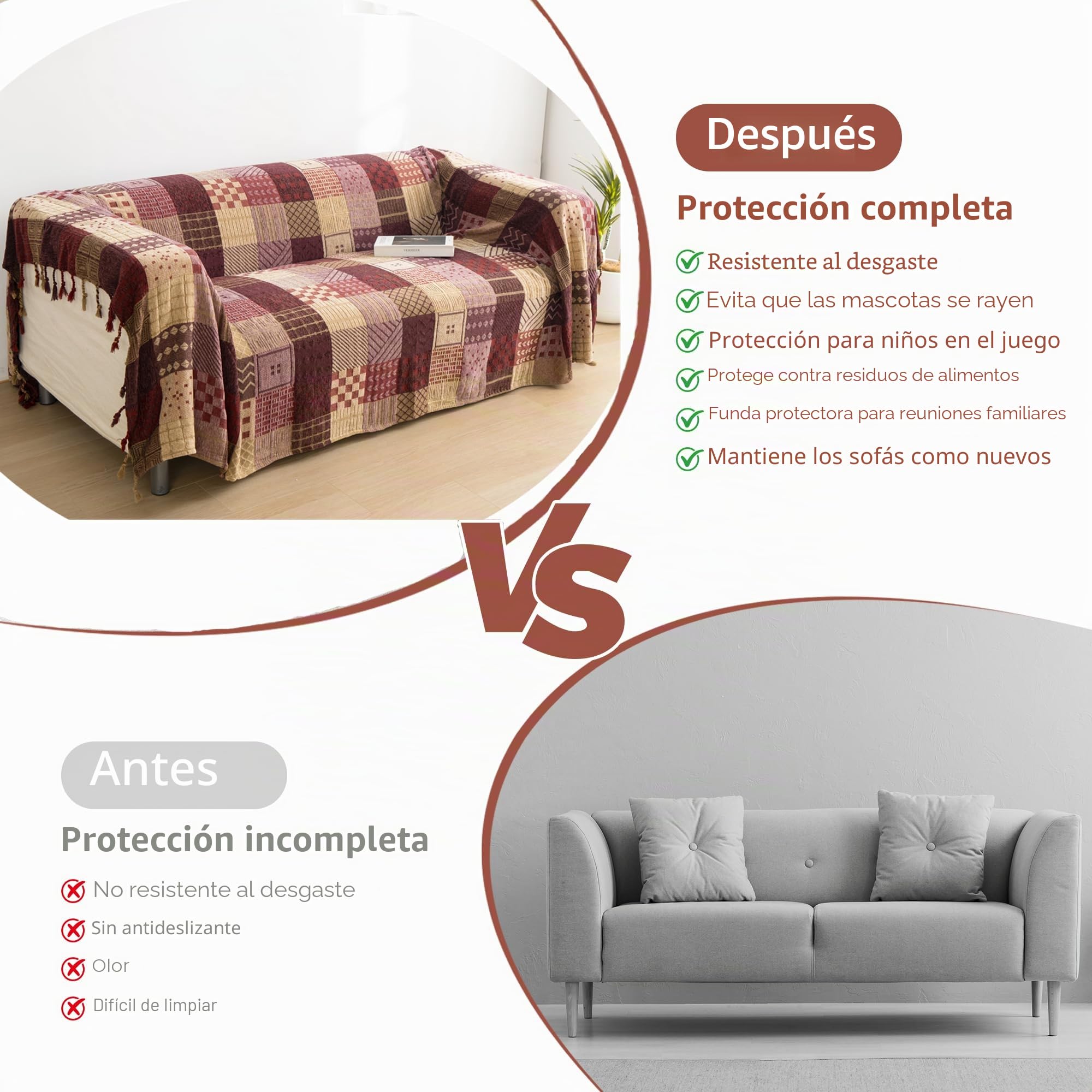VANJOROY Manta grande de patchwork de estilo bohemio con borlas para sofá de 2 y 3 plazas, 100 % chenilla, suave, multifuncional, para sofá, colcha, alfombra y cama (150 x 190 cm)