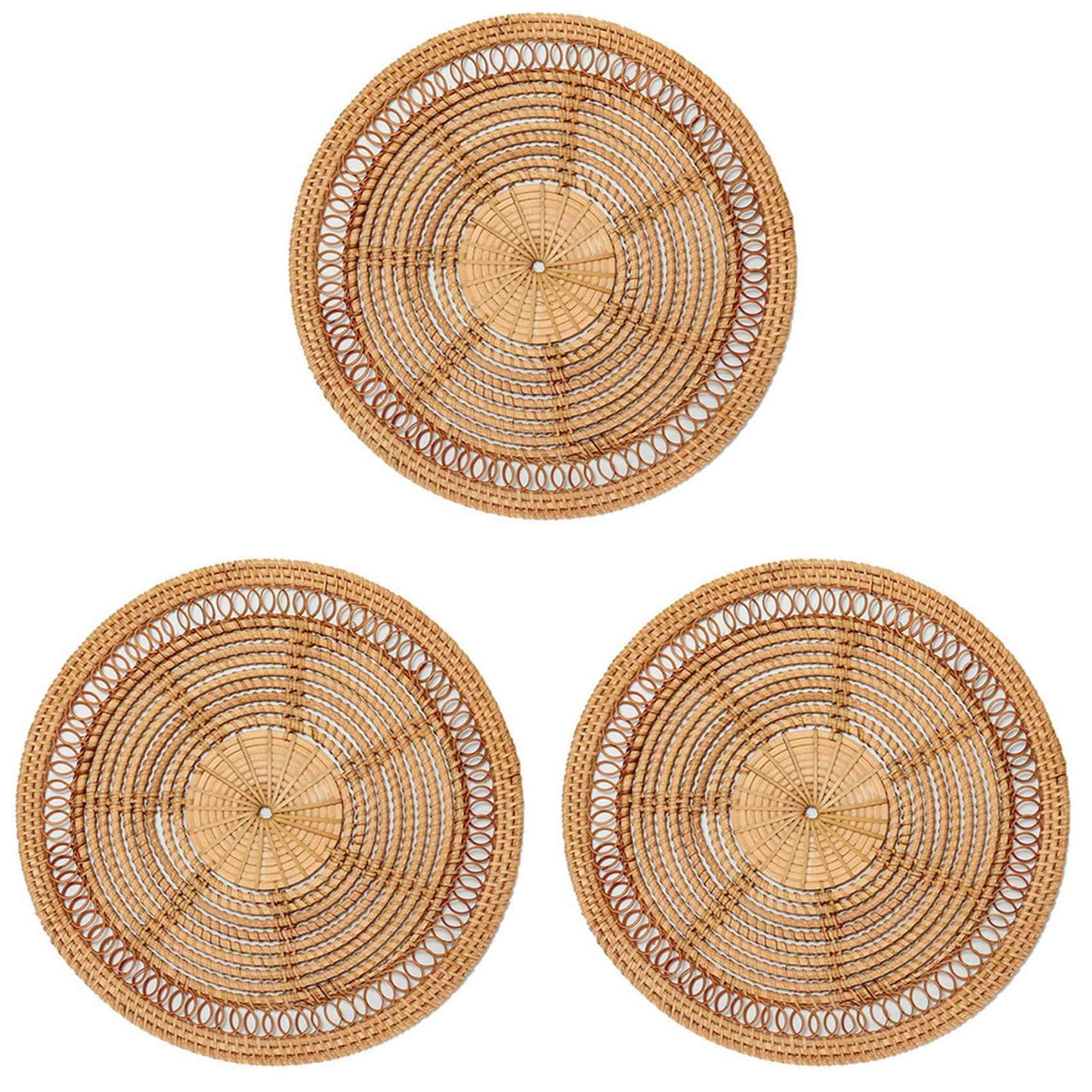 Hndhbfgrt 3X Home Woven Wall Basket Natural Decor Decorative Rattan Decor Woven Wall Decor Woven Wall Hanging 11.8 Inch