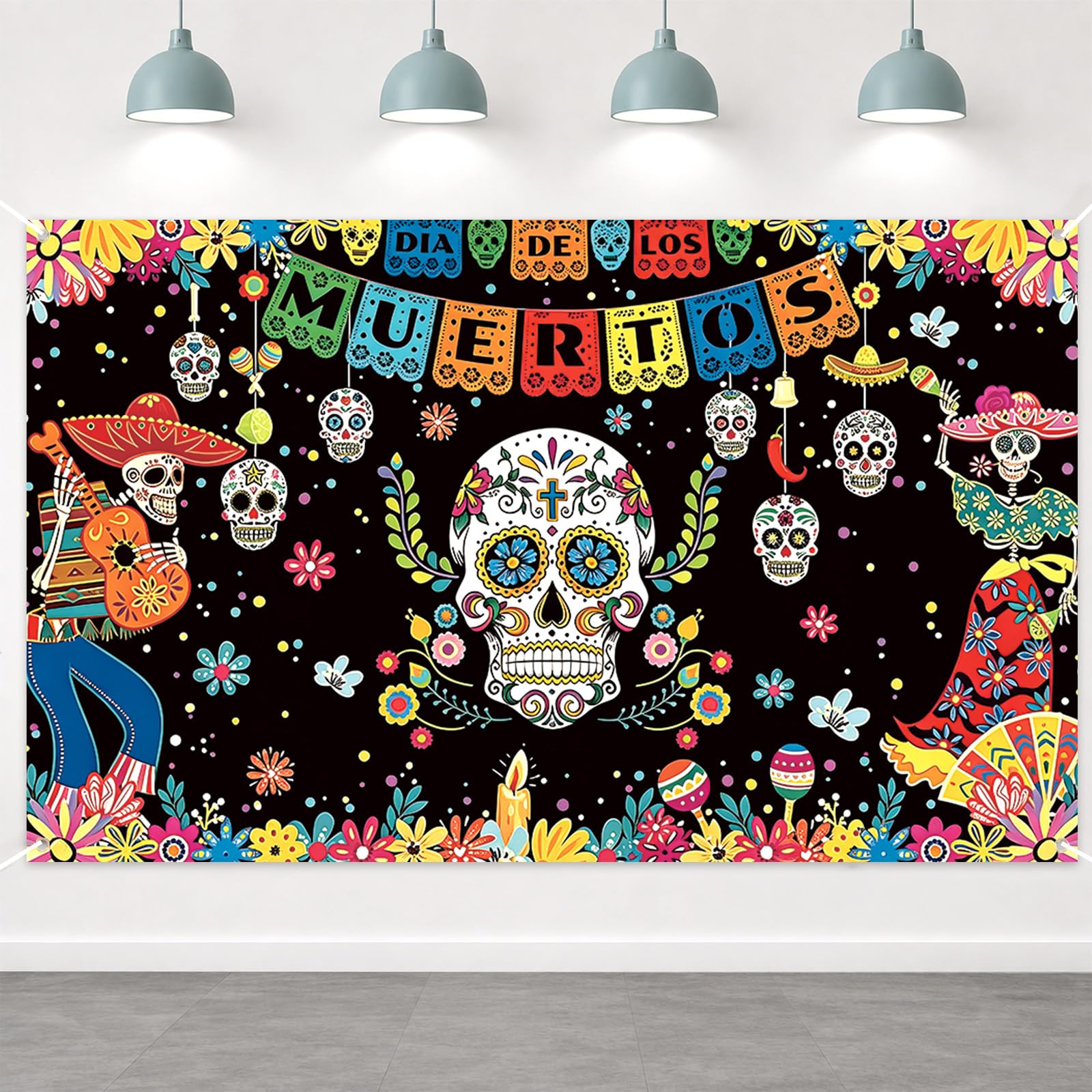 Day Of The Dead Decorations Banner Mexican Background Party Halloween Skull