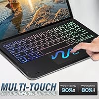 Vista 7 de Funda de teclado retroiluminado con panel táctil para Lenovo Tab M10 Plus 3ª generación de 10.6 pulgadas versión 2022, teclado inalámbrico