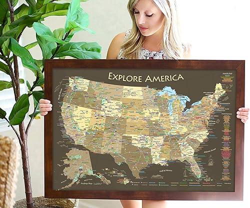 Miniatura 3 de USA Map - Rastreador de viaje con alfileres - 63 parques nacionales de Estados Unidos - Mapa de viaje de Estados Unidos - Mapa de viaje de edición