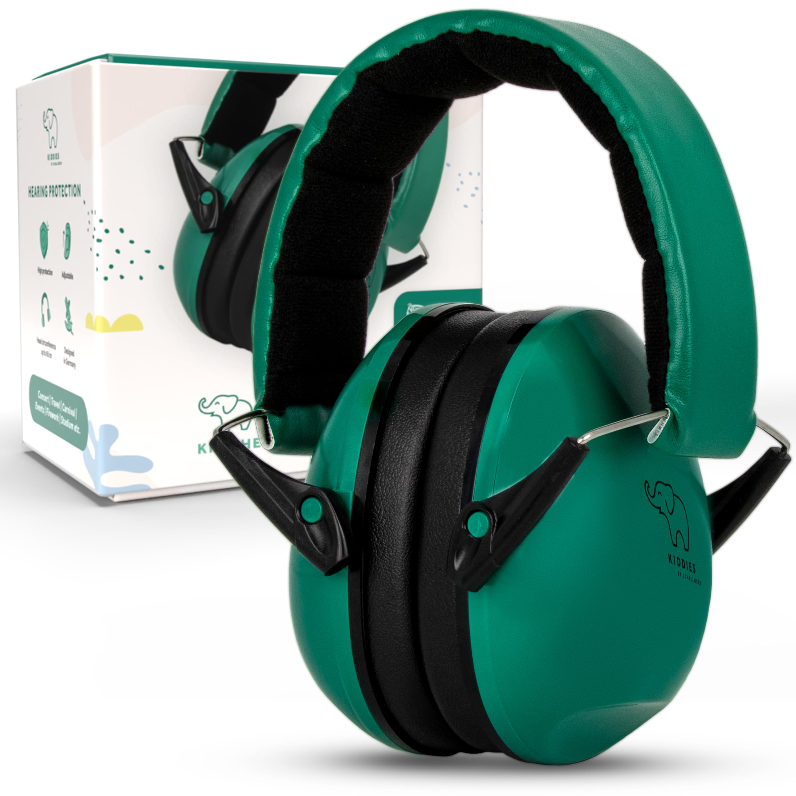 Schallwerk ® Kapselgehörschutz Kiddies (Jungle Green) | Gehörschutz Kinder - Hochwertige Lärmschutz Kopfhörer mini - Ohrenschützer ideal für Alltag & Events