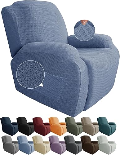 Miniatura 26 de JIVINER Fundas de sofá reclinable de 8 piezas, fundas elásticas de jacquard para sofá reclinable, fundas para sala de estar, protector suave de 3