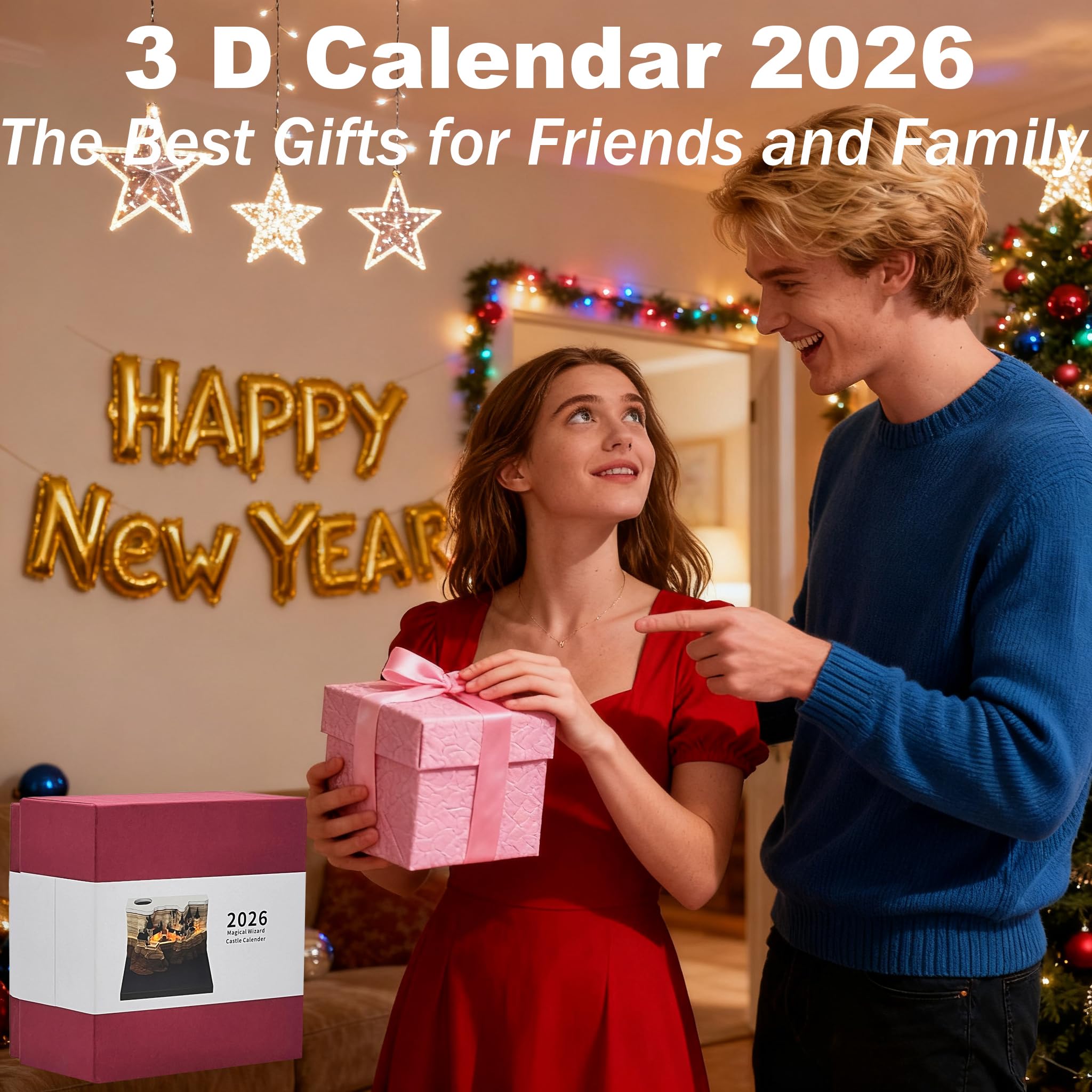 Kalendarz czasowy 2026, kalendarz 3D 2026, karteczki samoprzylepne, planer tygodniowy ze światłem, elegancka dekoracja biurka, do domu, biura, wyjątkowy prezent na Boże Narodzenie, parapetówkę