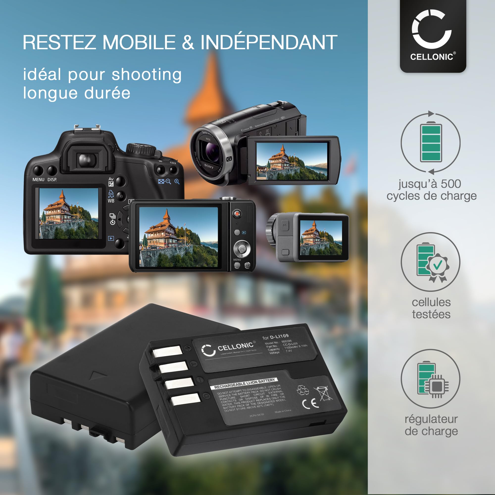 CELLONIC 2X Batterie Compatible avec Pentax K-30, K-50, K-500, KF, D-BC109