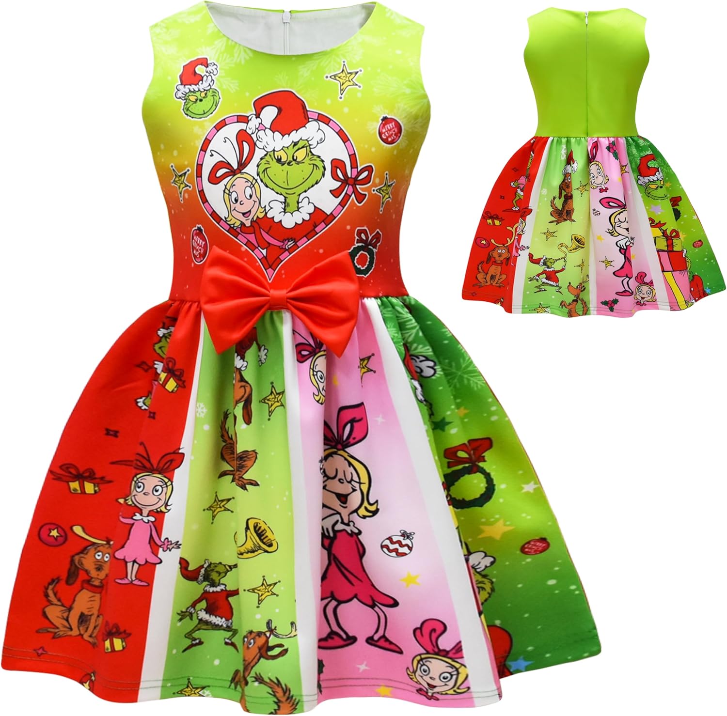 Cute Christmas Outfit for Little Girls - Sleeveless Princess Holiday Party Dress 3-10 Years - Image 3