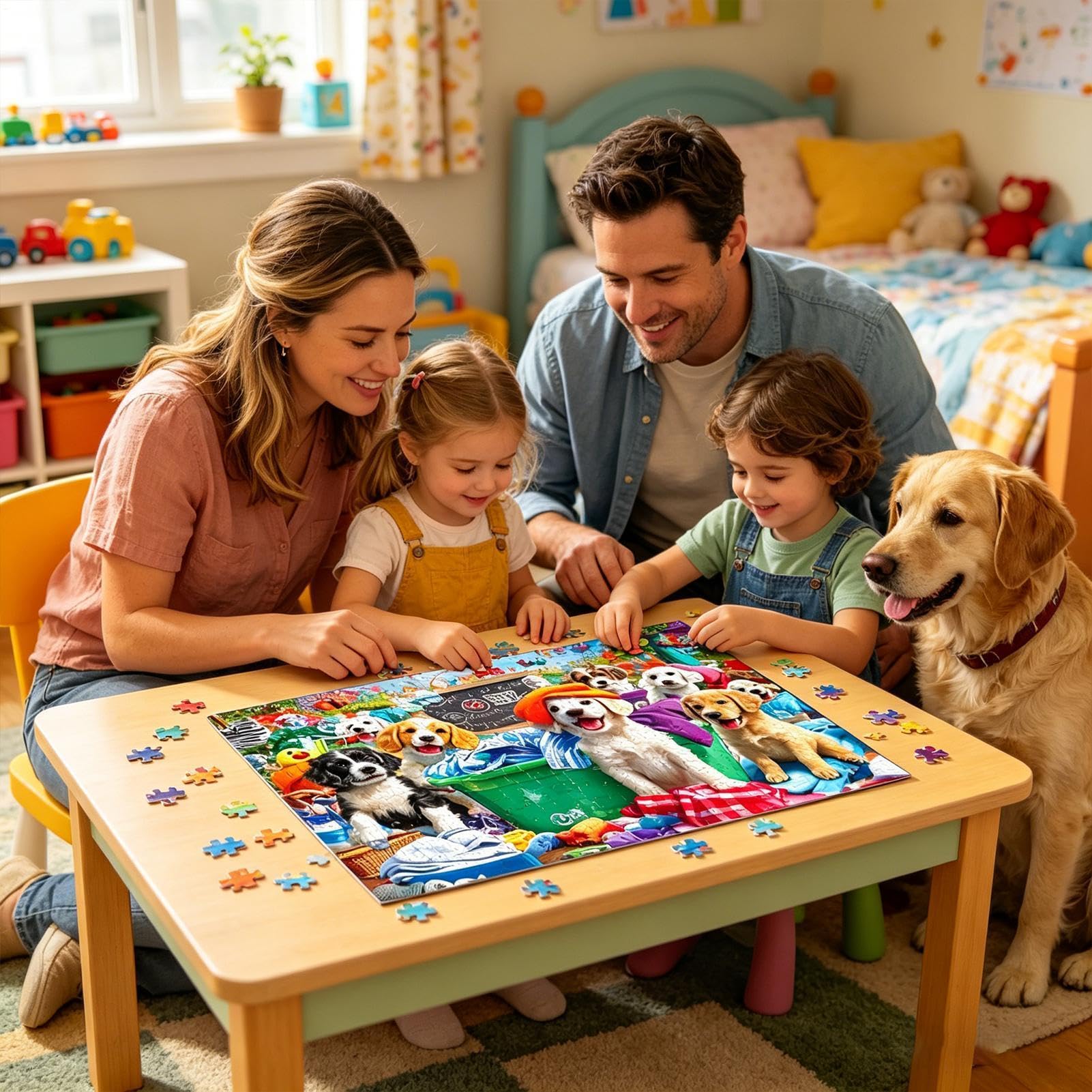 Puzzle per Adulti con Soggetto Canino Rilassante Con Design Di Lavanderia A | Puzzle da Mille Pezzi Incastrabili con Lettere sul Retro Attività Per Uomini Senior In Famiglia E Decorazion