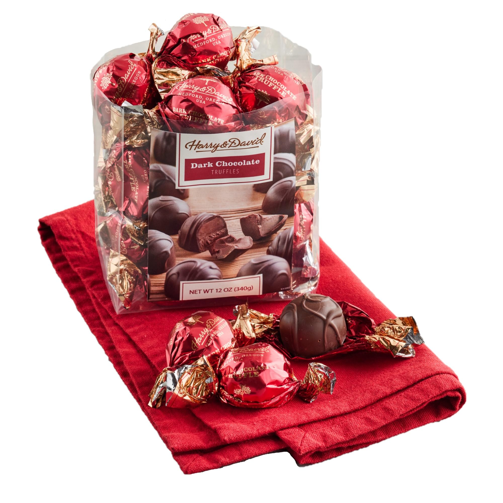 Harry & David Dark Chocolate Truffles, Gourmet Dark Chocolate Candy, Rich Creamy Centers, All Occasion Chocolate Gift Basket For Adults, Appreciation, Thank You, 12Oz