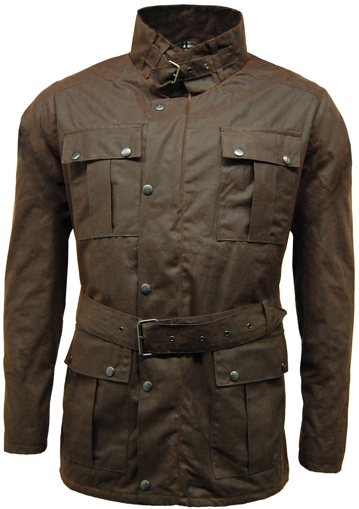 GAME Continental con Cinturón Motocicleta Chaqueta Cera Marrón