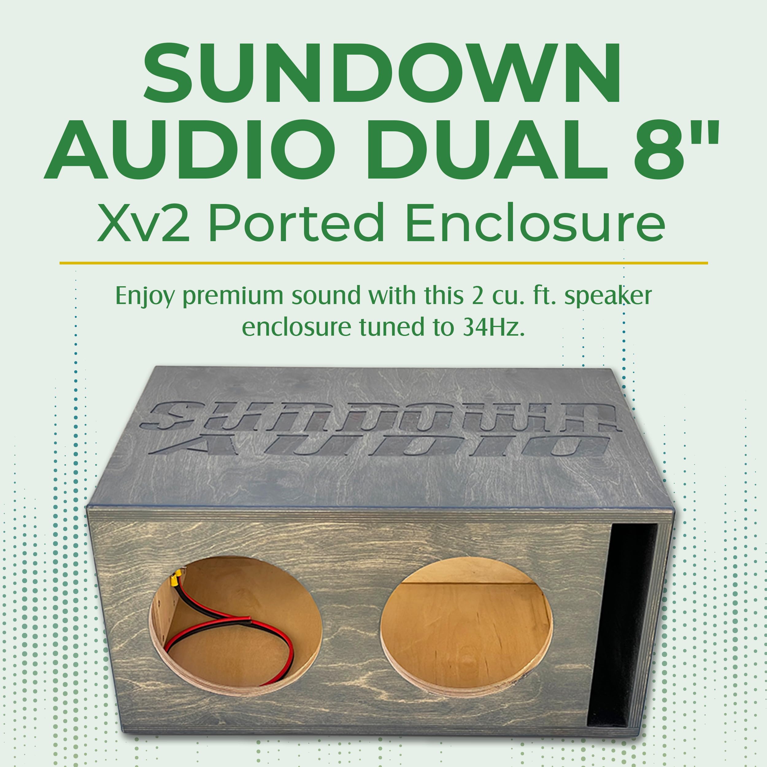 Audio Xv2 Ported Subwoofer Enclosure - Dual 8 Inch Subwoofer Box to Enhance Sound & Bass – 2 Cu Ft, 34Hz Tuned, 24mm Baffle, Baltic Birch, Pre-Wired 10ga OFC – USA Made Speaker Enclosure