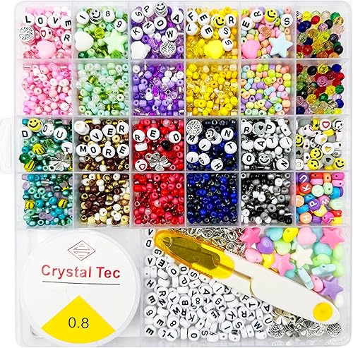 JDIYMI Kit de fabricación de pulseras de la amistad, cuentas de letras de cristal, pulseras de amistad para niñas, regalos de 20 unidades
