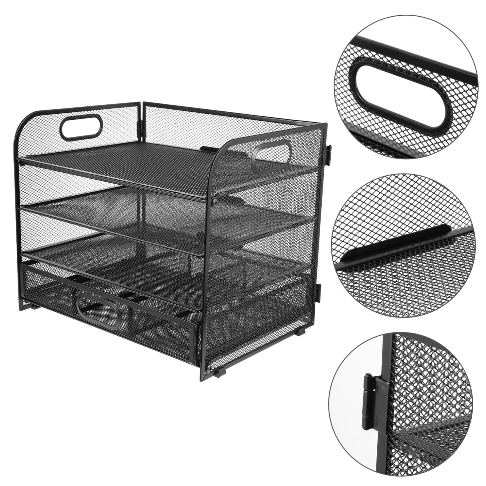 Organizador de Archivos de Escritorio Negro de Acero al Carbono