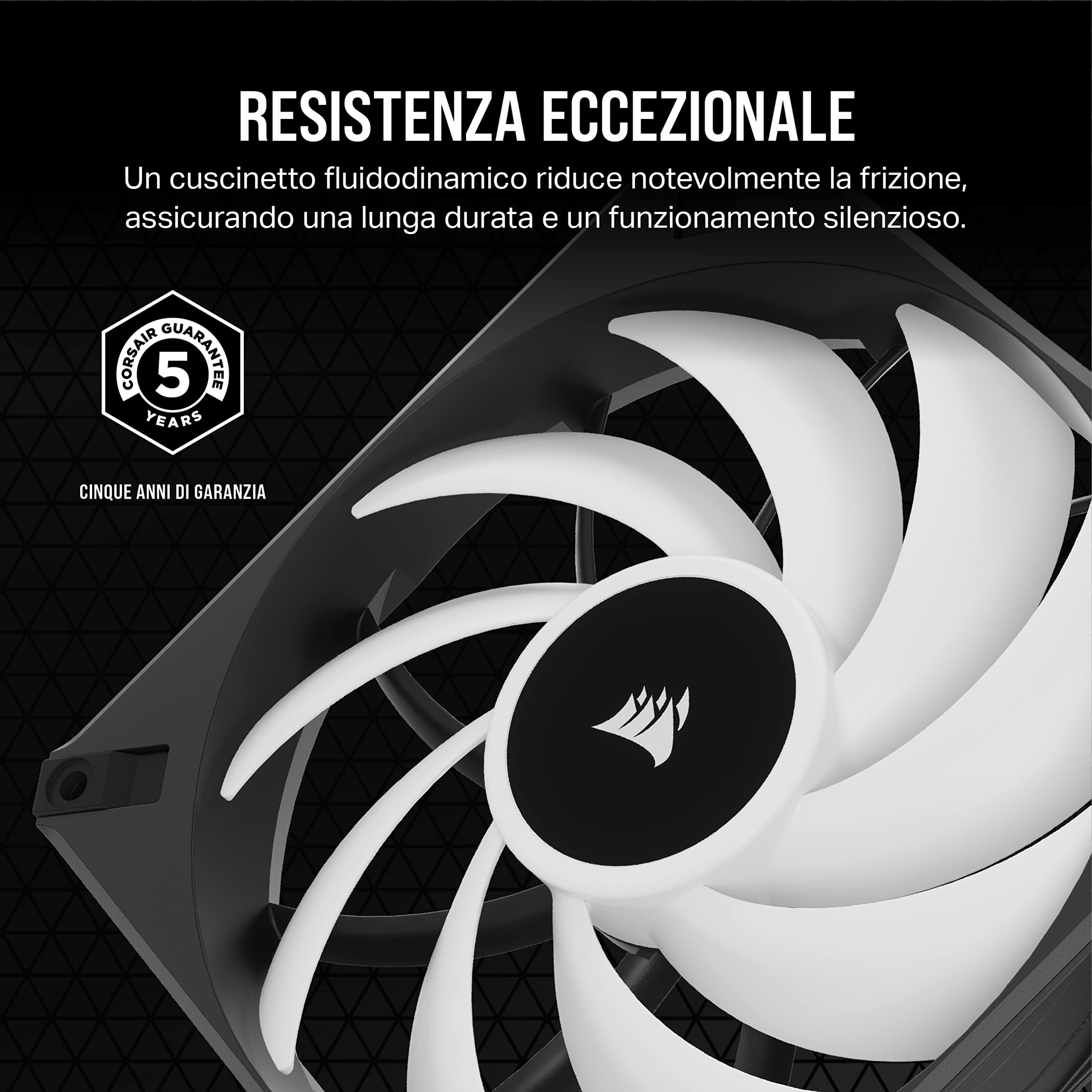 Corsair iCUE AF140 RGB ELITE da 140 mm Kit di Due Ventole PWM - Otto LED RGB su Ogni Ventola - Tecnologia AirGuide - Controller iCUE Lighting Node CORE Incluso - Nero