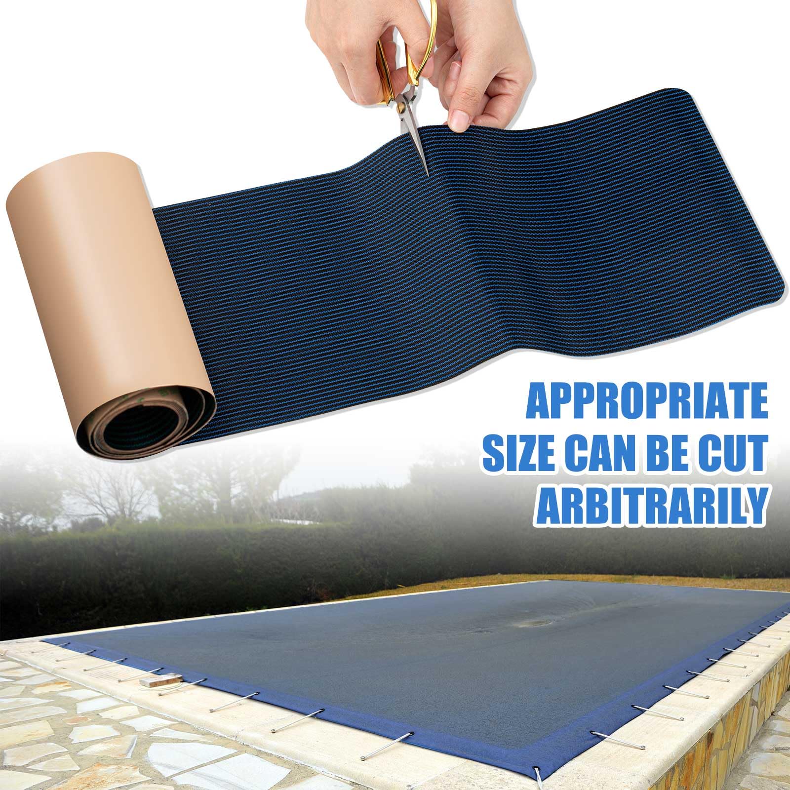 Pushglossy Kit de 2 rollos de parches para cubierta de alberca, kit de reparación de parches de seguridad para piscina, autoadhesivo, resistente al desgarro, parche de reparación para cubierta de