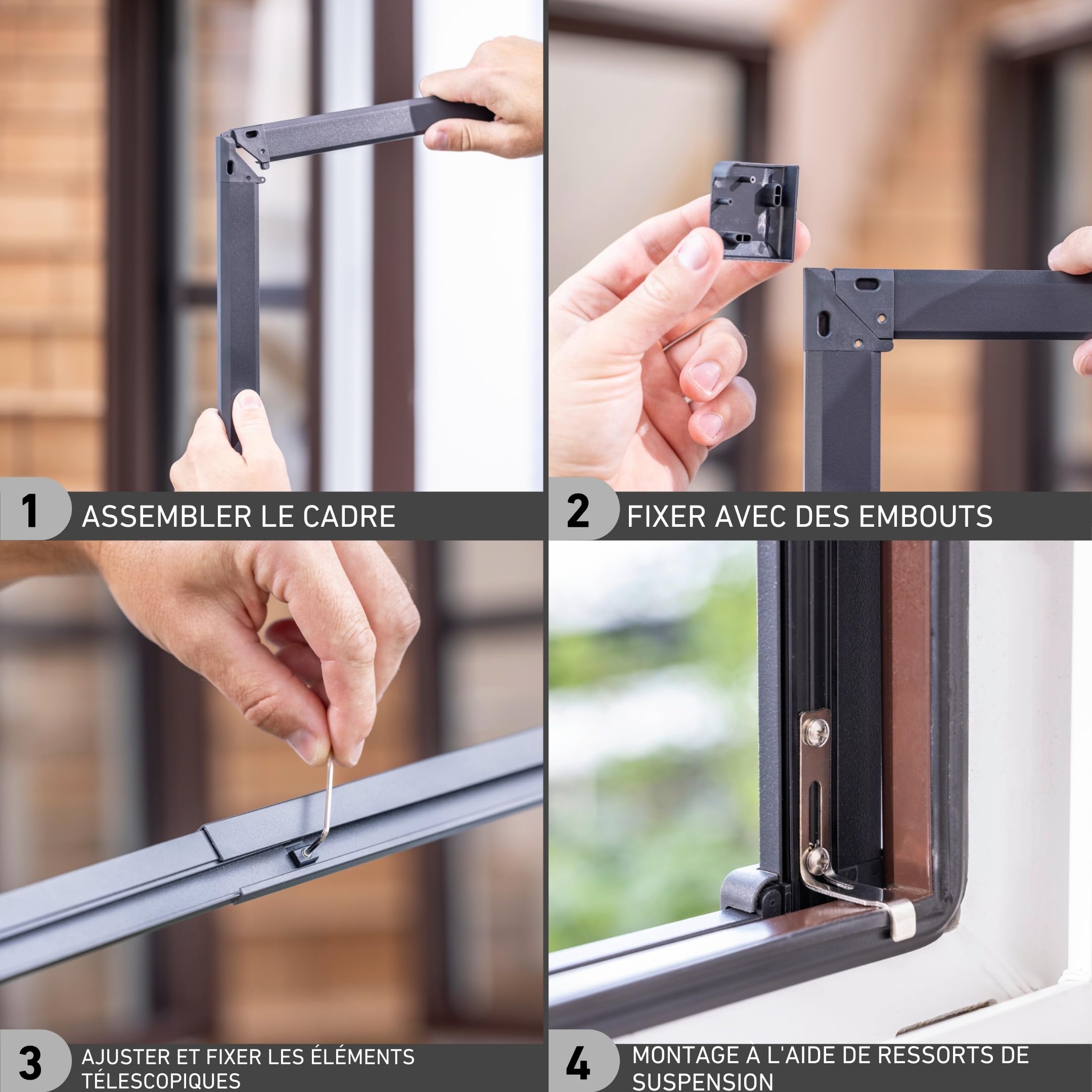 Windhager Moustiquaire pour fenêtre télescopique - 130 x 140 cm - avec Cadre de Serrage - sans perçage - Cadre Stable en Aluminium - Anthracite