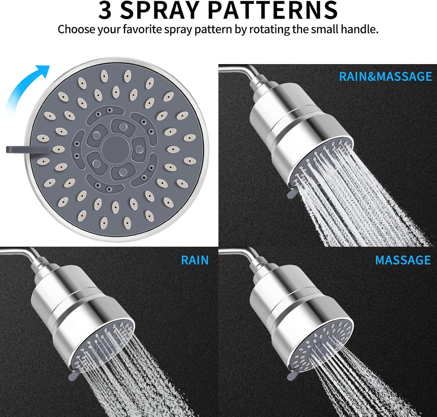 High Pressure Shower Head Filter, FEELSO 2-IN-1 15 Stages High Output Hard Water Softener Showerhead with Filter Cartridge for Hard Water Remove Chlorine and Harmful Substances - - 