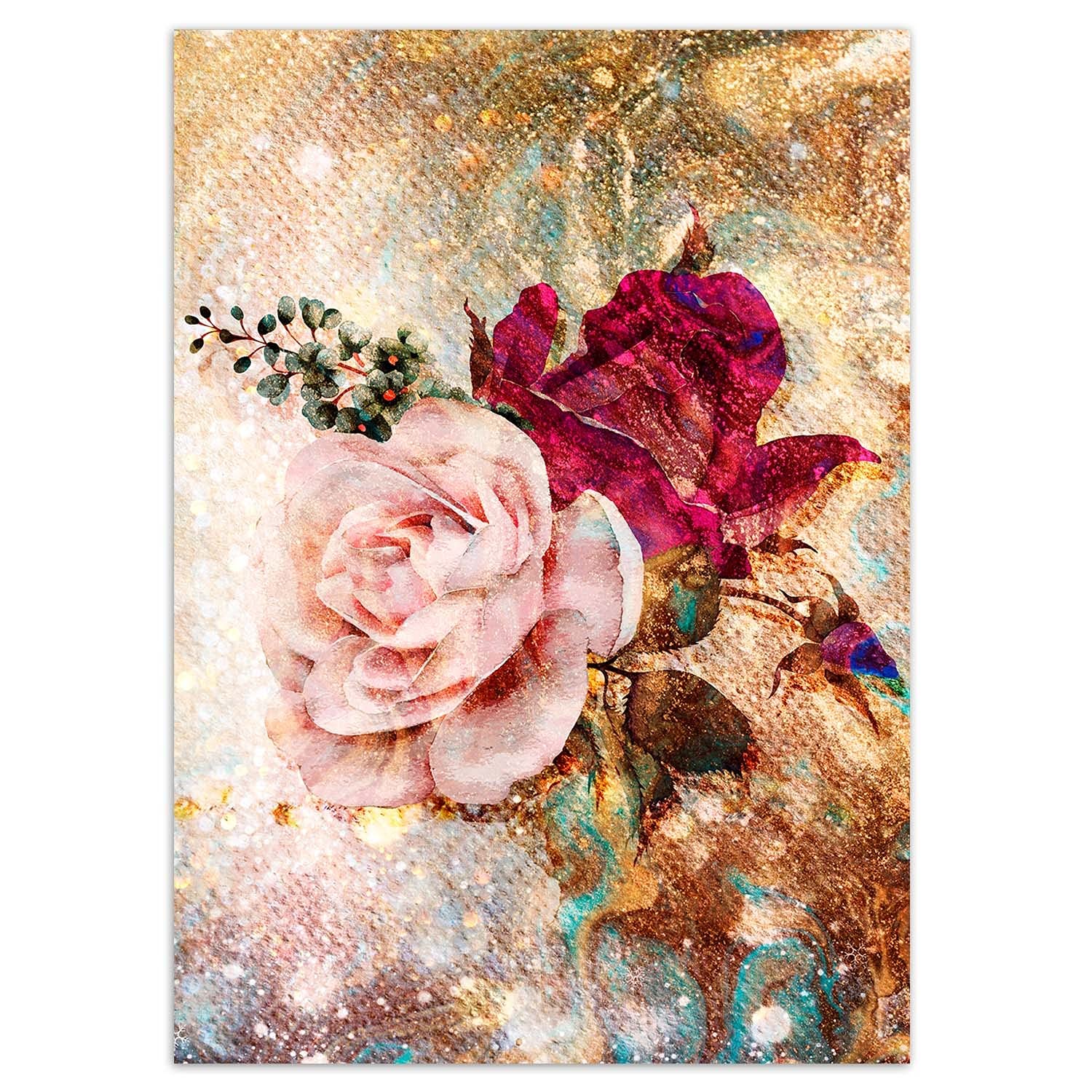 Feeby Papier Peint Intisse Plantes Fleurs Roses 150x210 cm rose Décoration Murale Tableaux Poster Muraux Chambre Enfant Salon Salle Cuisine Coucherr Abstrait Nature