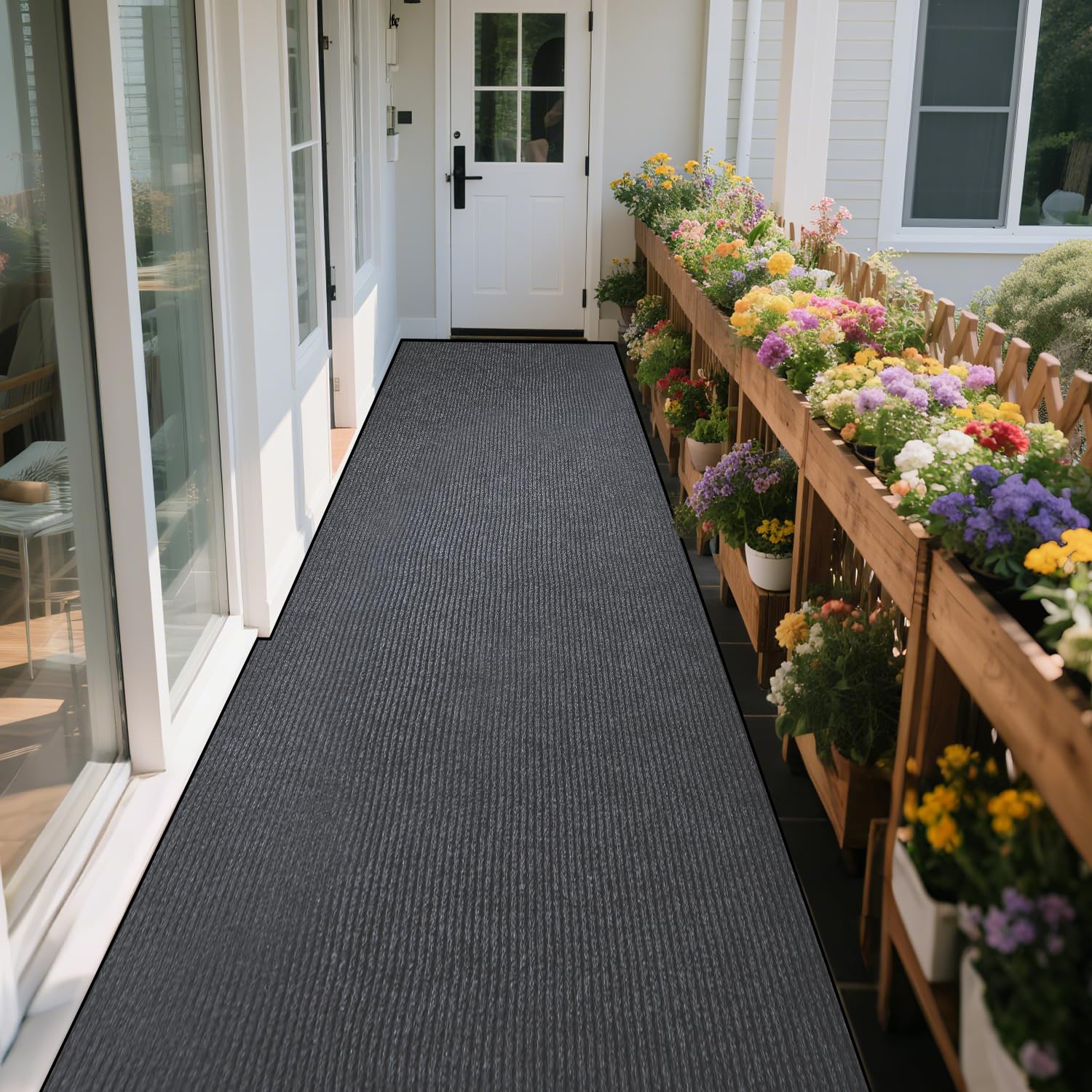 Extra Large Indoor/Outdoor Entrance Mat - 4 x 5 Feet, Rubber Border Door Mat Heavy Duty, Waterproof, Low-Profile, Easy to Clean, Rubber Entry Mat, Commercial Floor Mat, Charcoal Grey — Amazon image 9