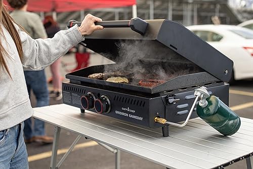 Miniatura 5 de Gridiron Gameday - Parrilla de propano portátil de 24 pulgadas, parrilla de mesa plana con tapa con bisagras, 24,000 BTU, encendido con lanzallamas,