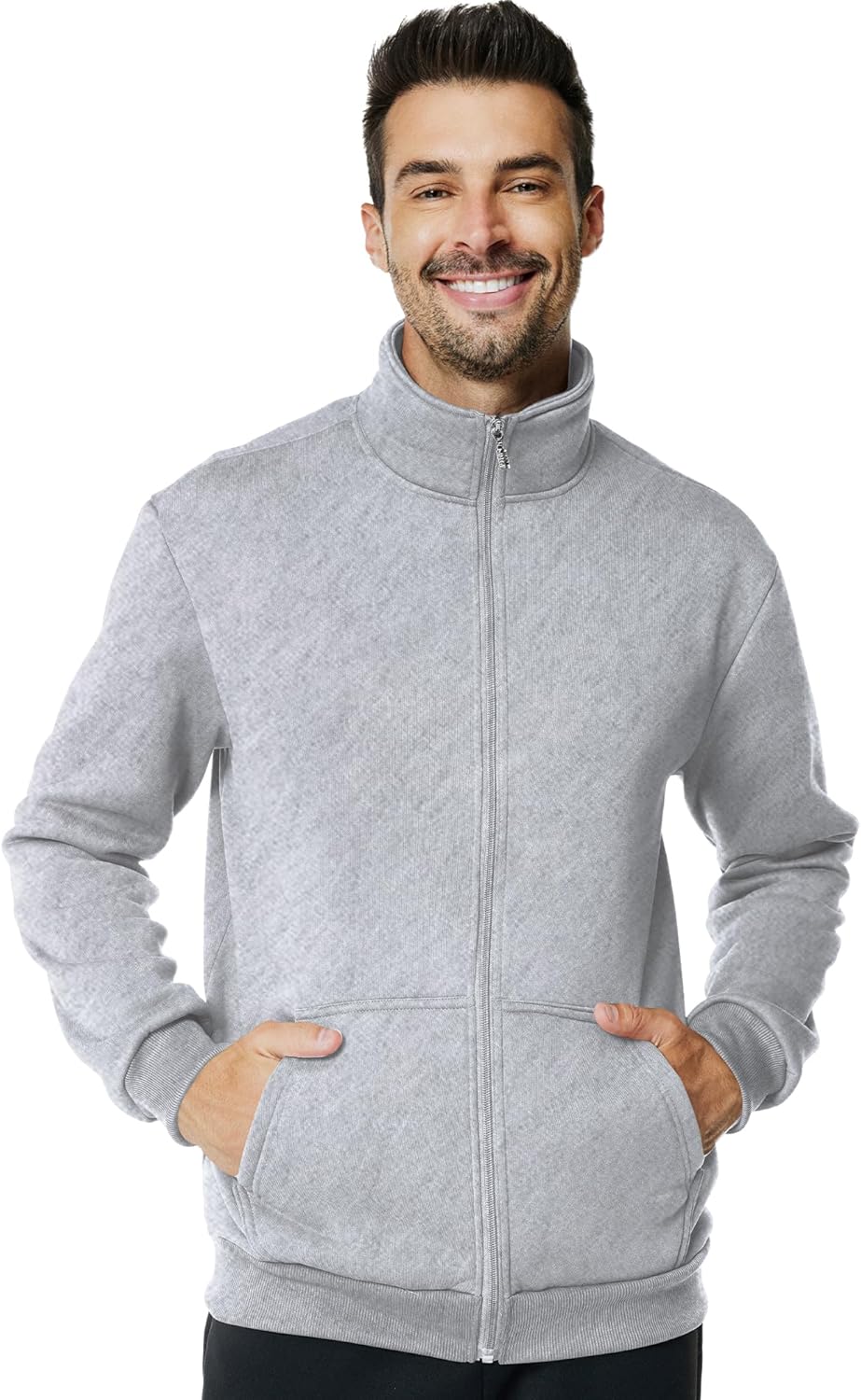 Men's Fleece Full Zip Up Sweatshirt Casual Lightweight Long Sleeve Mock Neck Jacket... - Image 2