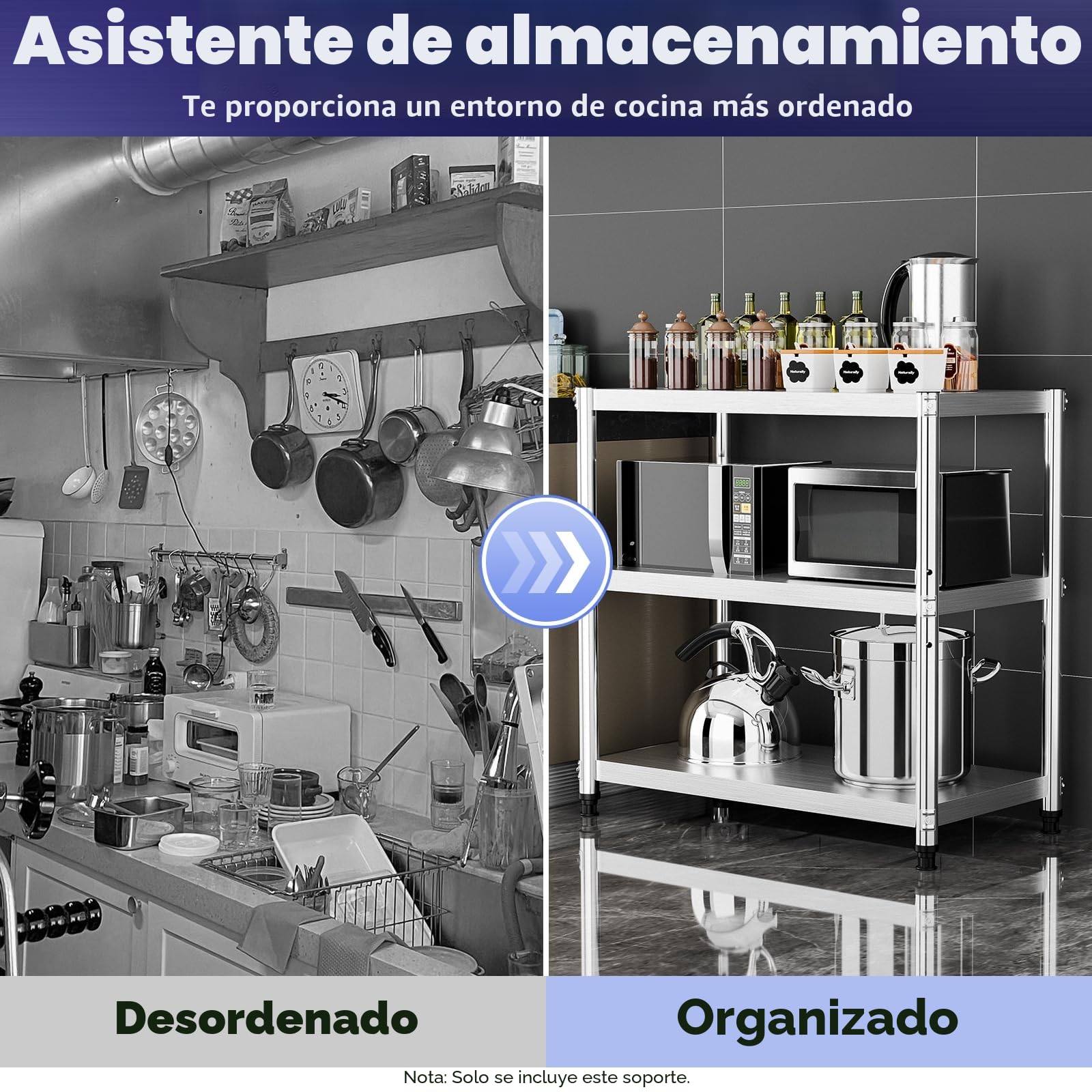 Mesa Acero Inoxidable, 80 x40 x 80 Cm Estantería De Acero Inoxidable, Mesa De Trabajo Acero Inoxidable, 3 baldas, Muebles Cocina Acero Inoxidable para gastronomía, Estante de Carga de 50 kg