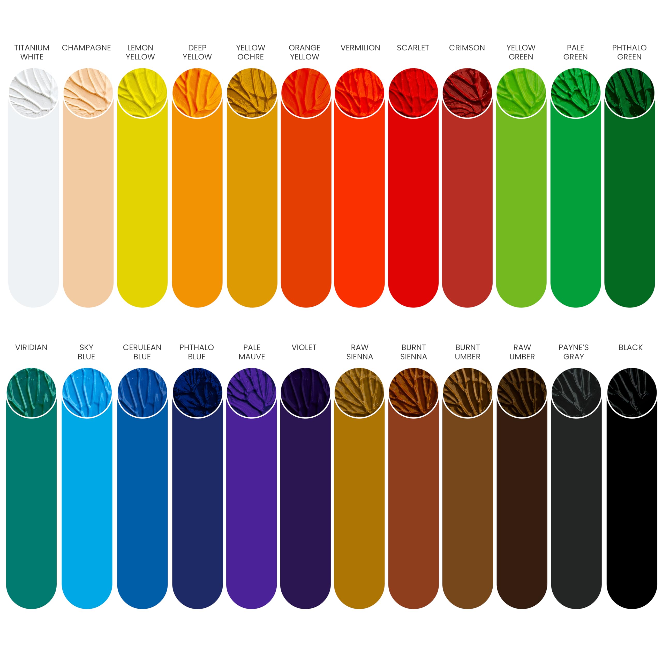 MyArtscape Acrylfarben-Set – 24 x 21 ml Tuben – lichtecht – schwerer Körper – große Tönungsfestigkeit – hohe Viskosität – professionelle Qualität – Malzubehör in Künstlerqualität – Premiumfarben