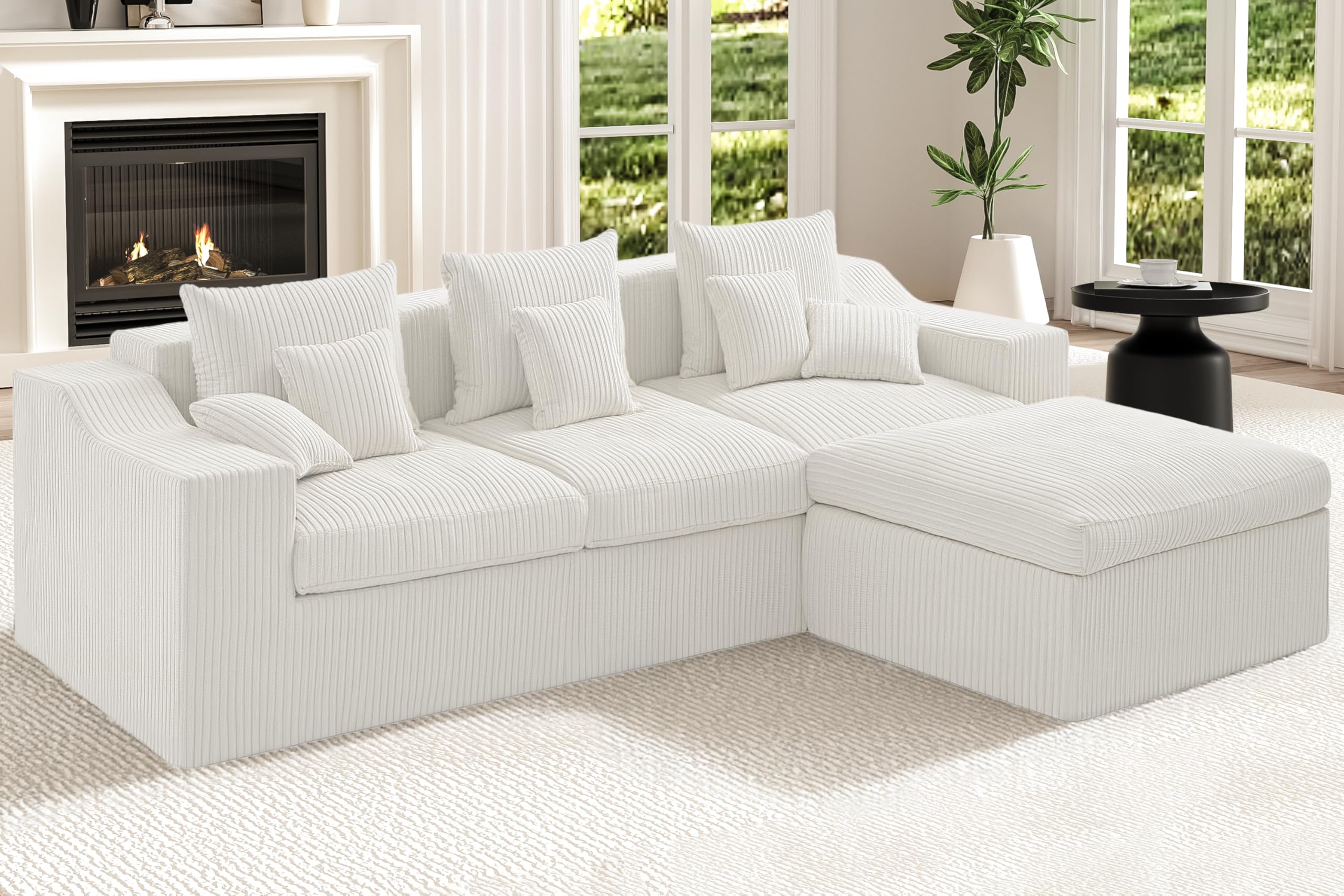 HABUTWAY 101 inch No Assembly Modular Sectional Sofa in Beige