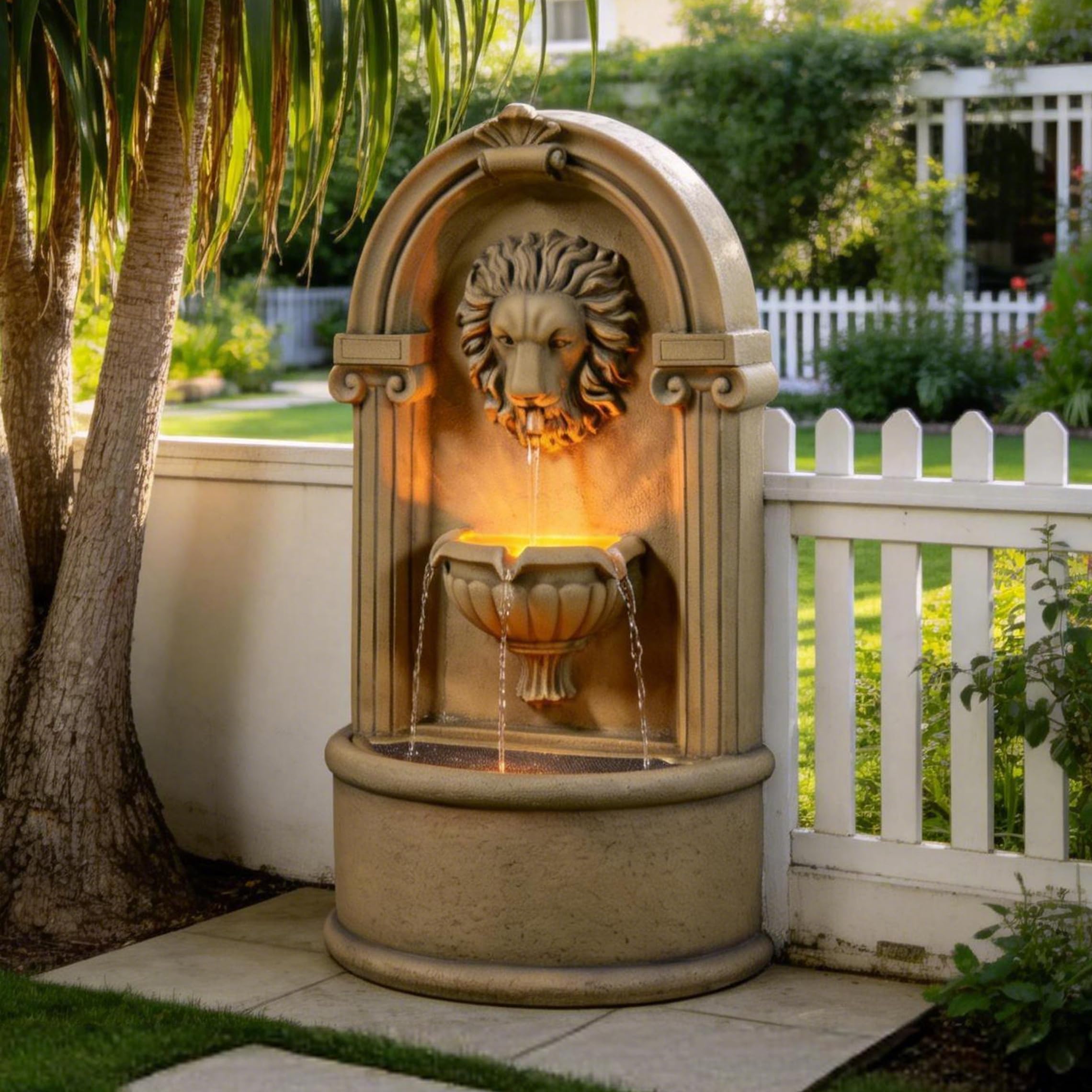 Fontaine de jardin cascade lion Tolevoit pour terrasse et salon relaxant
