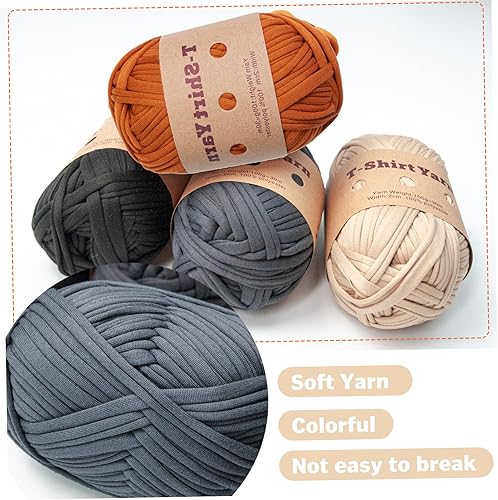 Miniatura 4 de Crochet Yarn 6Pcs Thick Knitting Yarn Set 33 Yards T-Shirt Yarn 100g Elastic Chunky Yarn for Bags Throw Blanket Crochet Carpets Home Decor Knitting