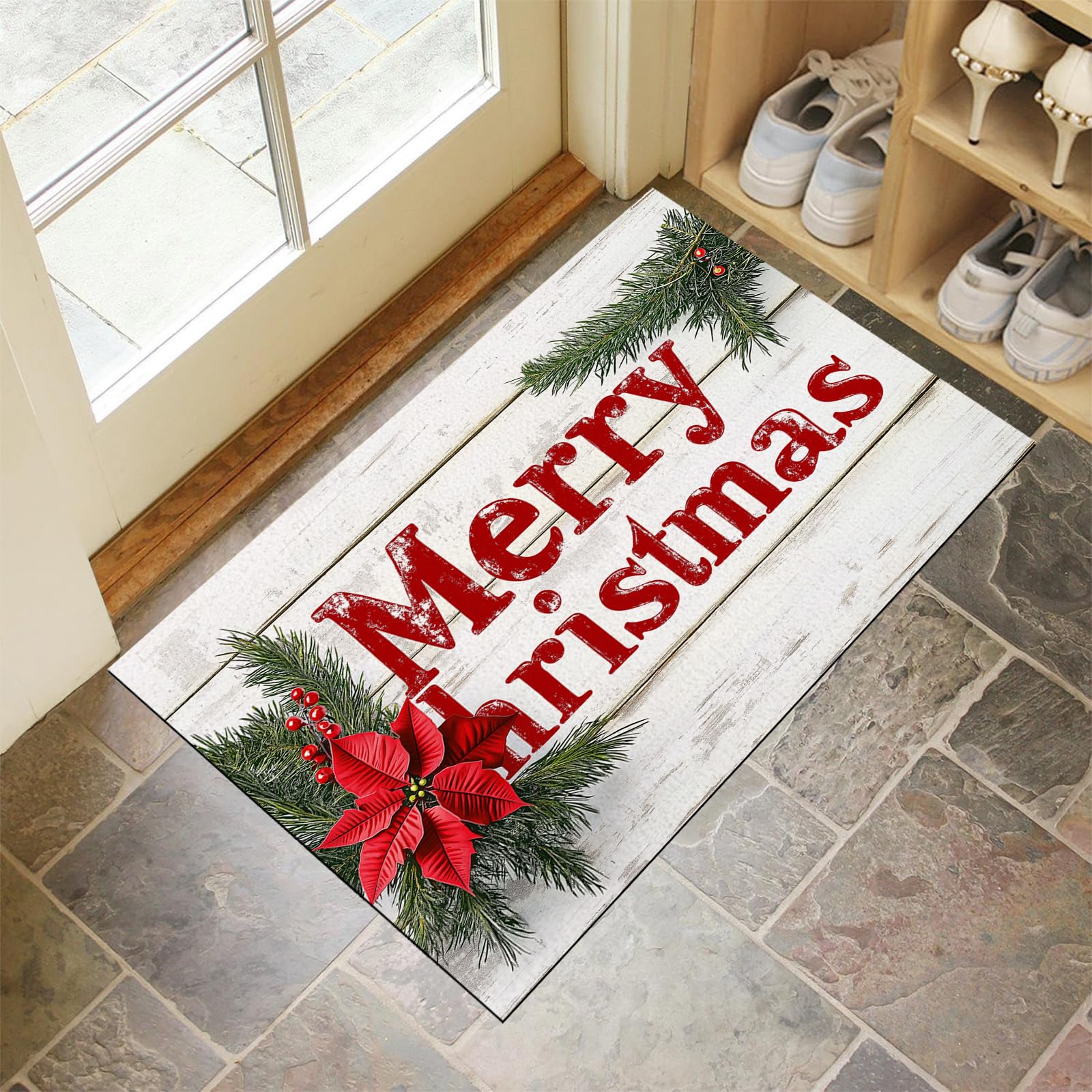 Résistant tapis de porte décoratif floral 40x60cm pour entrées exigeantes