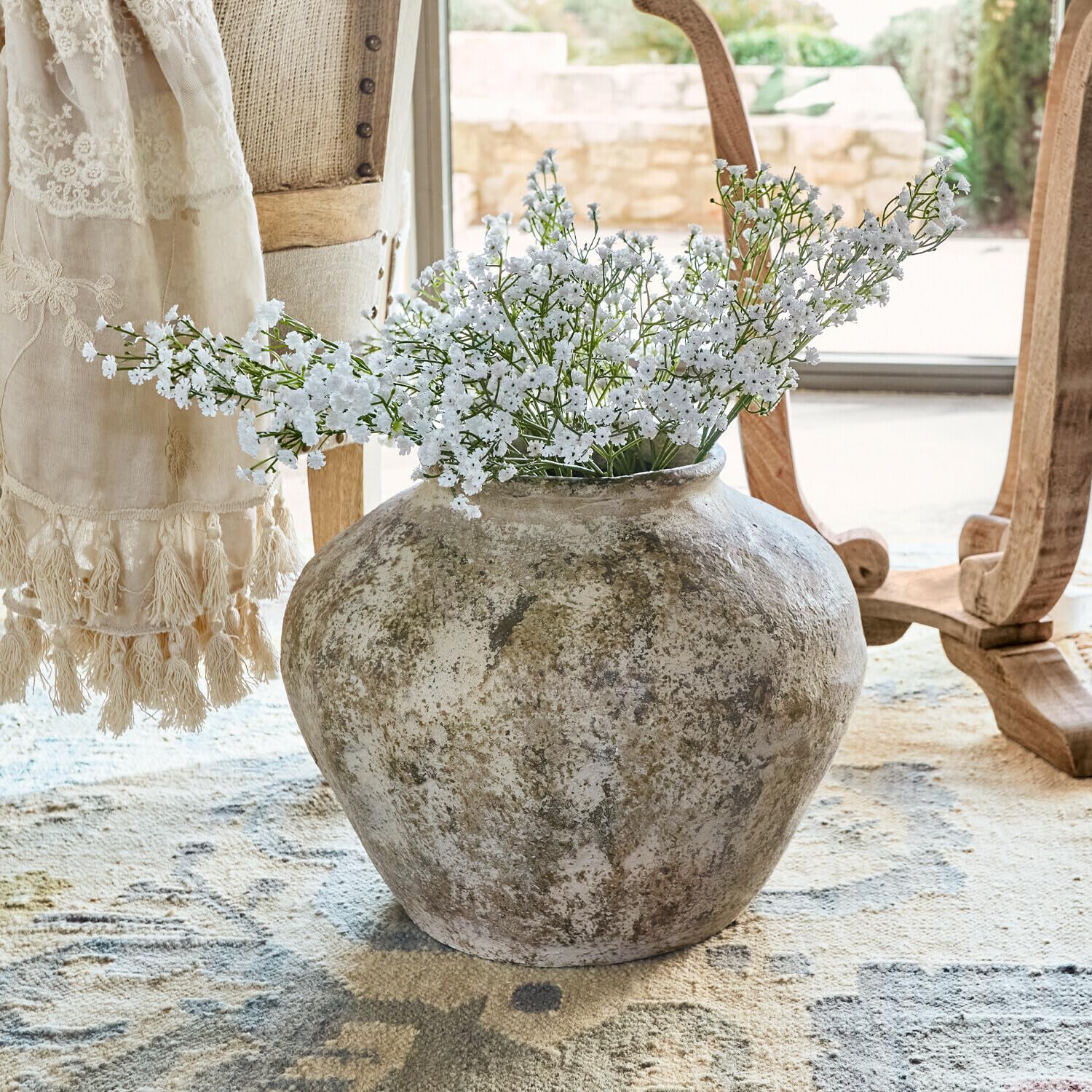 Loberon Vase Champs - Kunststein - Zimmer Deko für Trockenblumen & Blumen - Handgemachtes Antik-Finish - 30cm & ø36cm, antikgrau | Kunststein - Zimmer Deko für Trockenblumen & Blumen - Handgemachtes Antik-Finish - 30cm & ø36cm