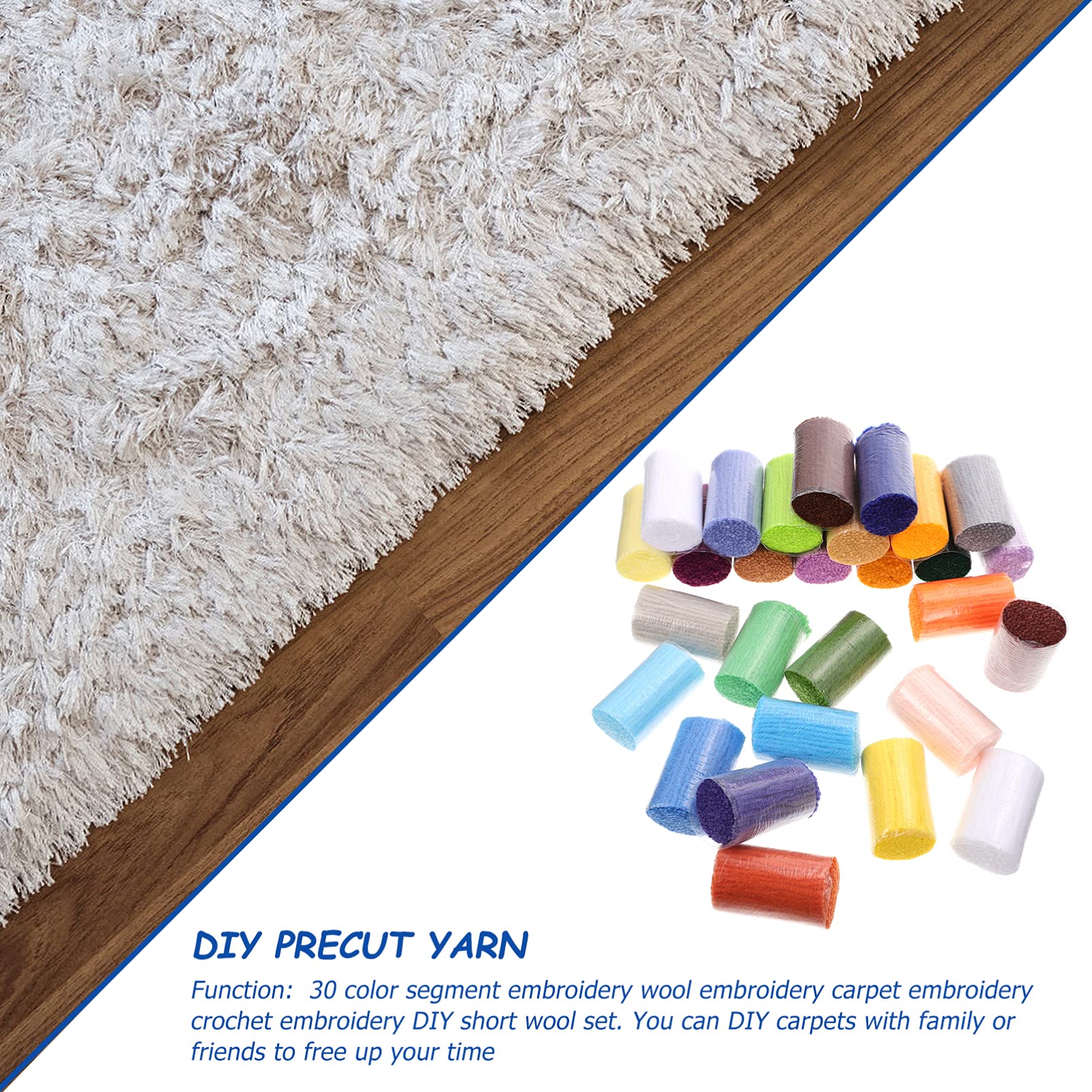 EXCEART 30 Rollen vorgeschnittene Garne, bunte Garnbündel, vorgeschnittenes Teppichgarn, DIY Knüpfhaken, Garn für Handarbeit, Basteln, Nähen, Stricken
