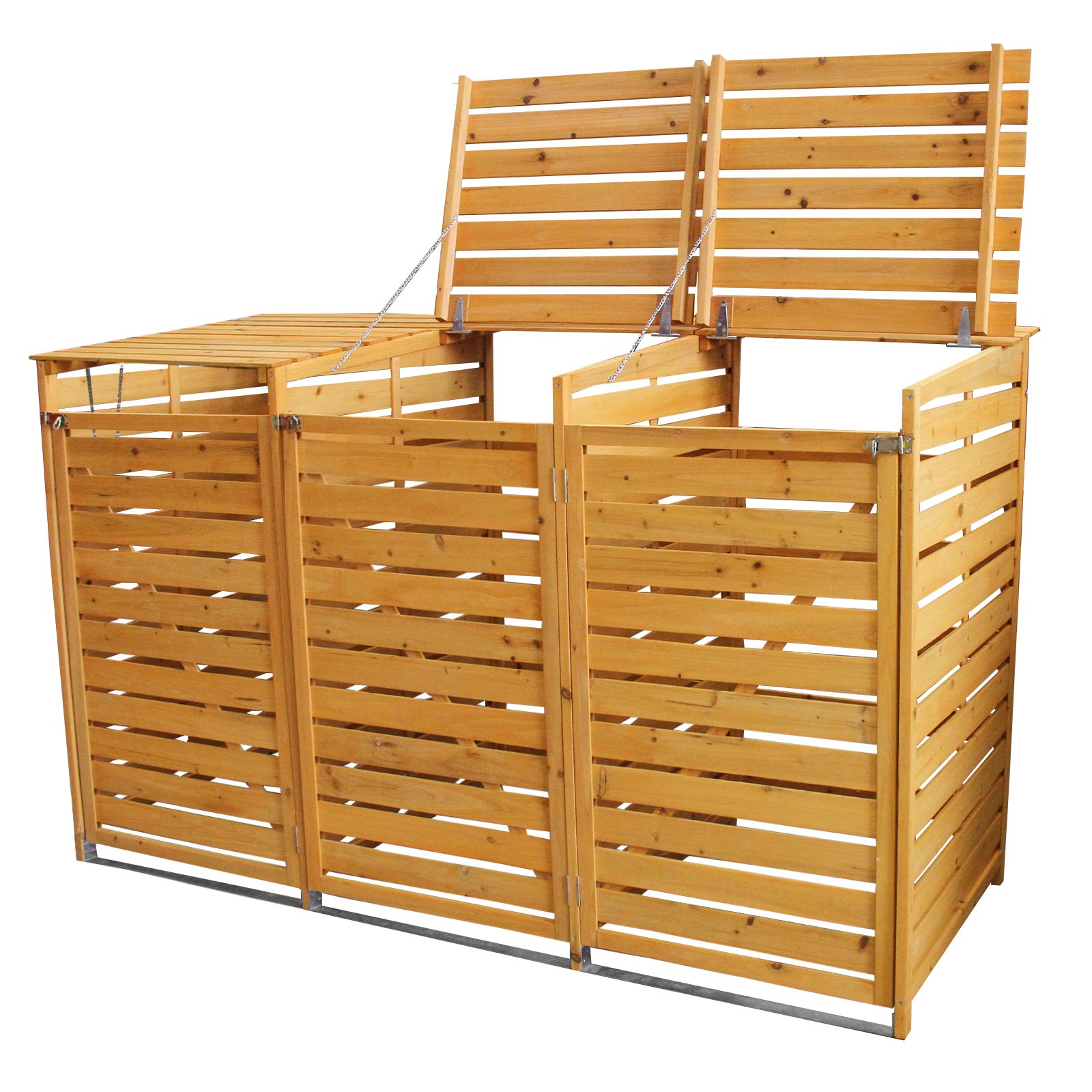 Triple Wooden Wheelie Bin Store Outdoor Garden Lockable Latched Dustbin