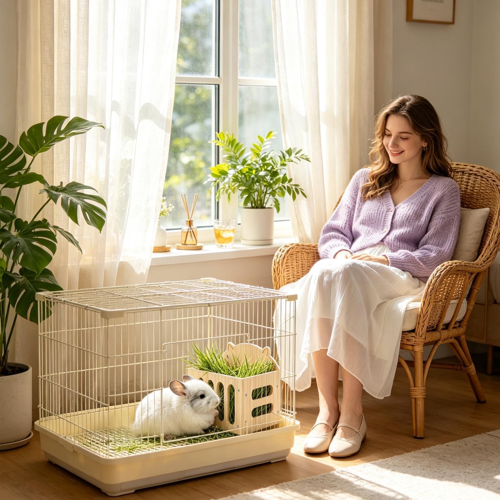 Râtelier à Foin Grande capacité Mignon décor Cage en Bois