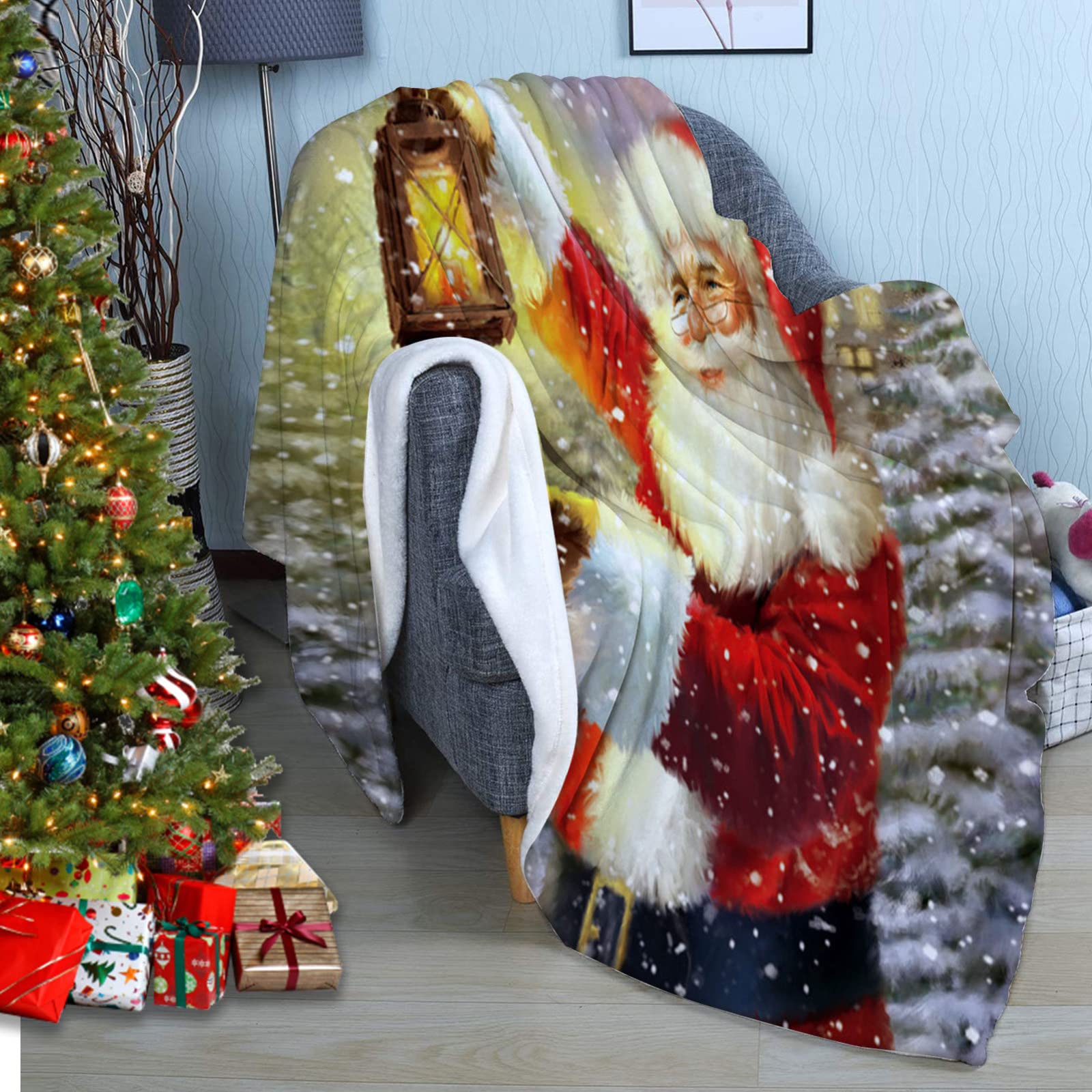 RDJSHOP Manta Navidad Feliz Navidad, Manta Navideña de Franela Santa Manta Mullida Ultra Suave y Acogedora para la Decoración del Hogar, Vacaciones de Invierno,Style7-150x220cm